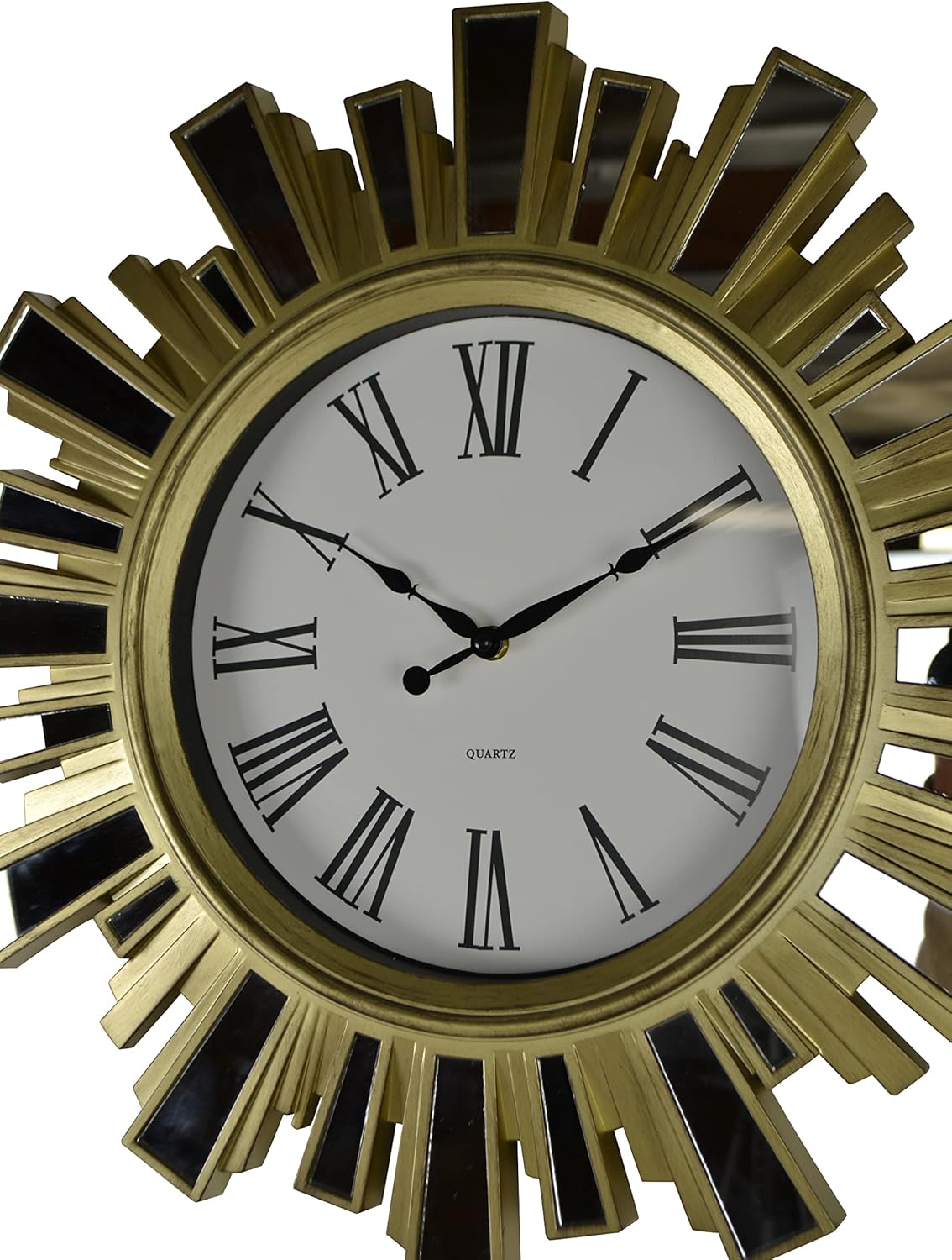 Gold and Mirror Starburst Wall Clock with Quartz Movement