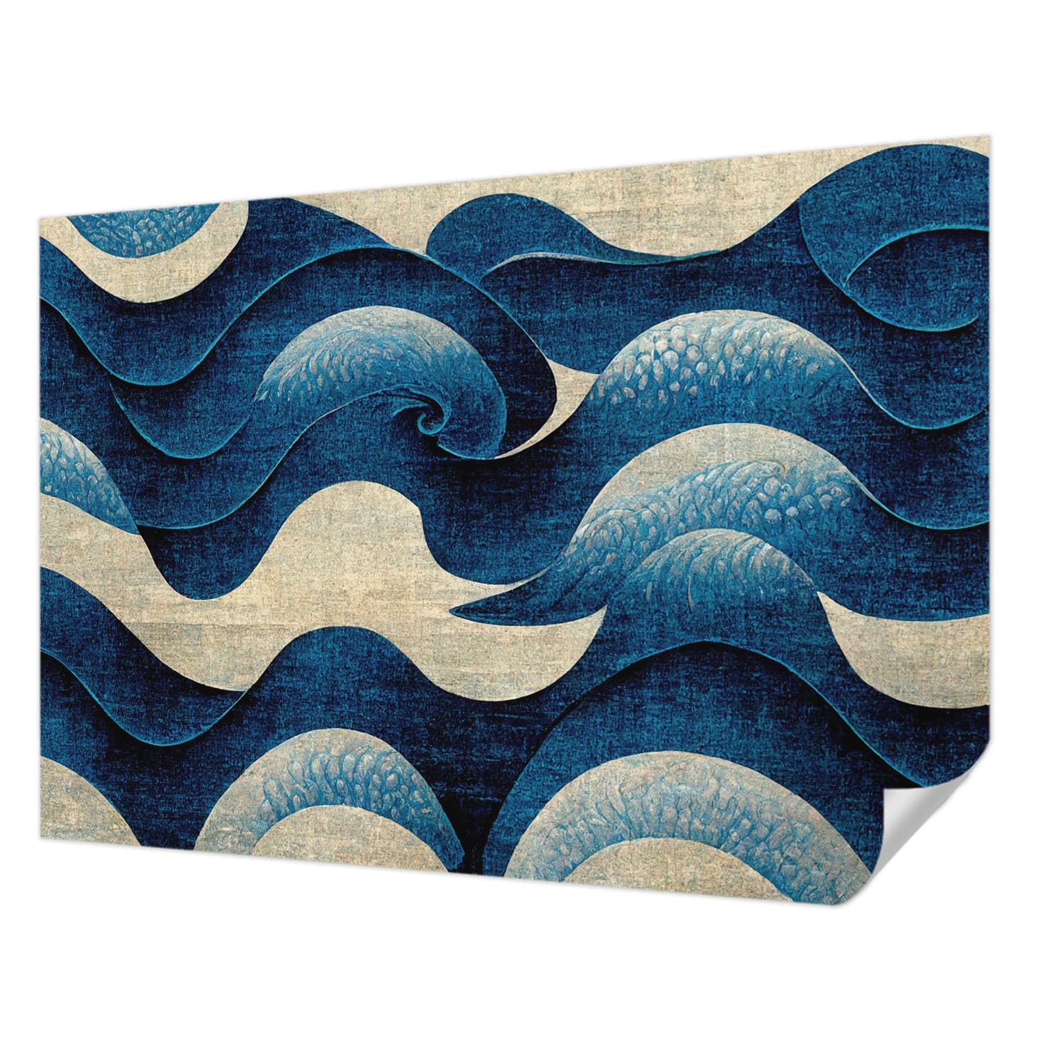 Papier peint autocollant vagues bleues mural anti-tache de 312x219 cm