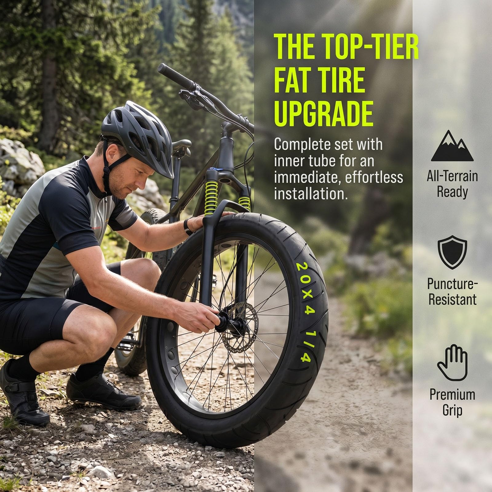 20x4 1/4 Opona Rowerowa, 20x4 1/4 Odporna na Pęknięcia do Fatbike’ów z Bieżnikiem Ulicznym, Gotowa do Tubeless, Trwała Guma, Maks 35 PSI(2PCS)