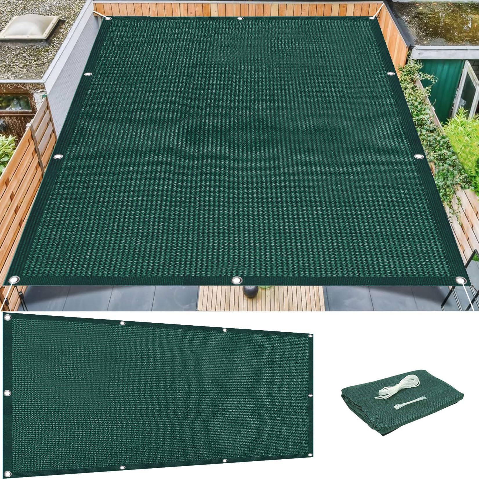Toile ombrage rectangulaire anti 95% UV avec oeillets bache pergola terrasse