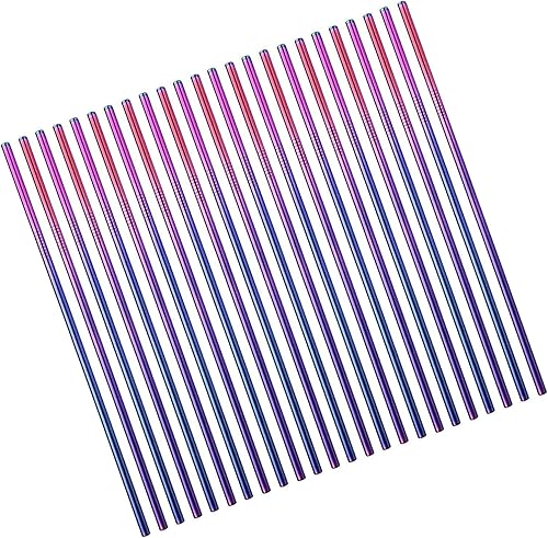 Miniatura 7 de Pajitas rectas de metal reutilizables azules, 100 unidades a granel (8.5 pulgadas de largo, azul-100 piezas rectas)