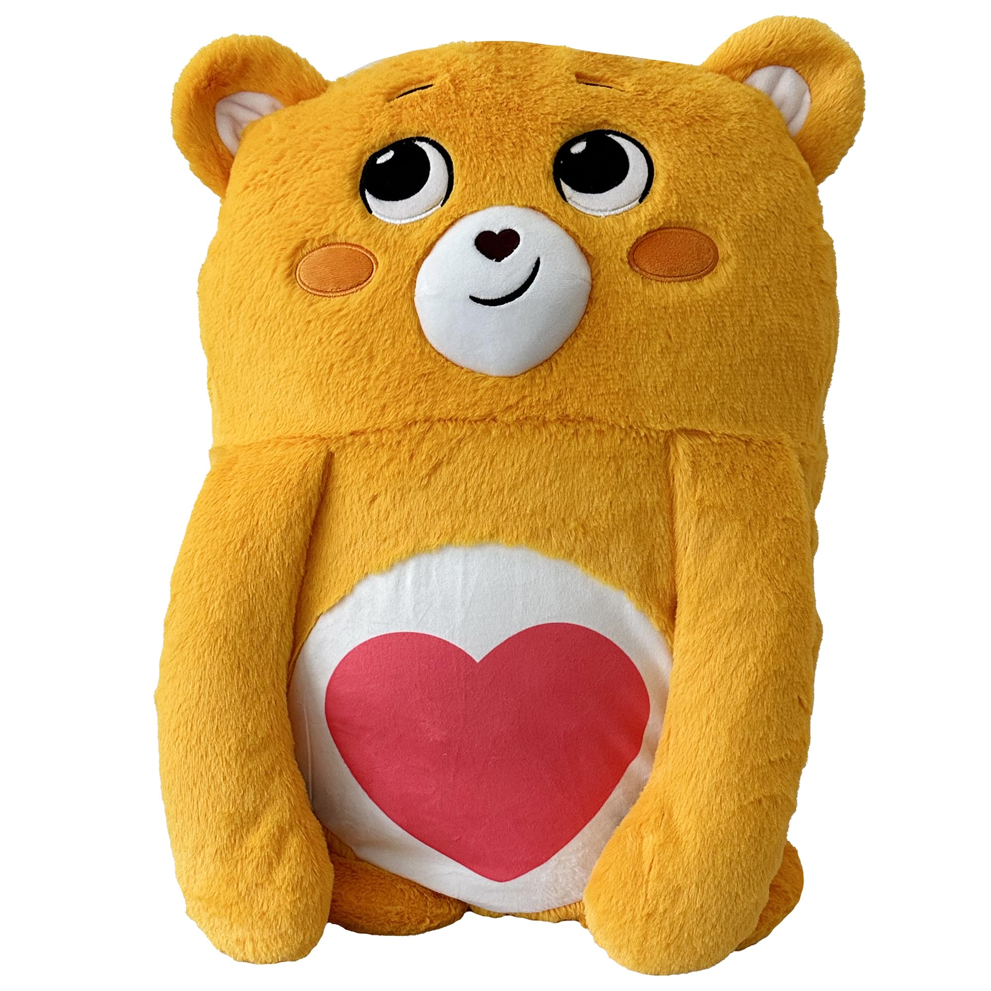 Happy NappersCare Bears Pillow Pocket Pal - Tenderheart Bear - Plush Character Pillow Case, Animal Cover w/Weighted Paws, Huggable Companion, Kids