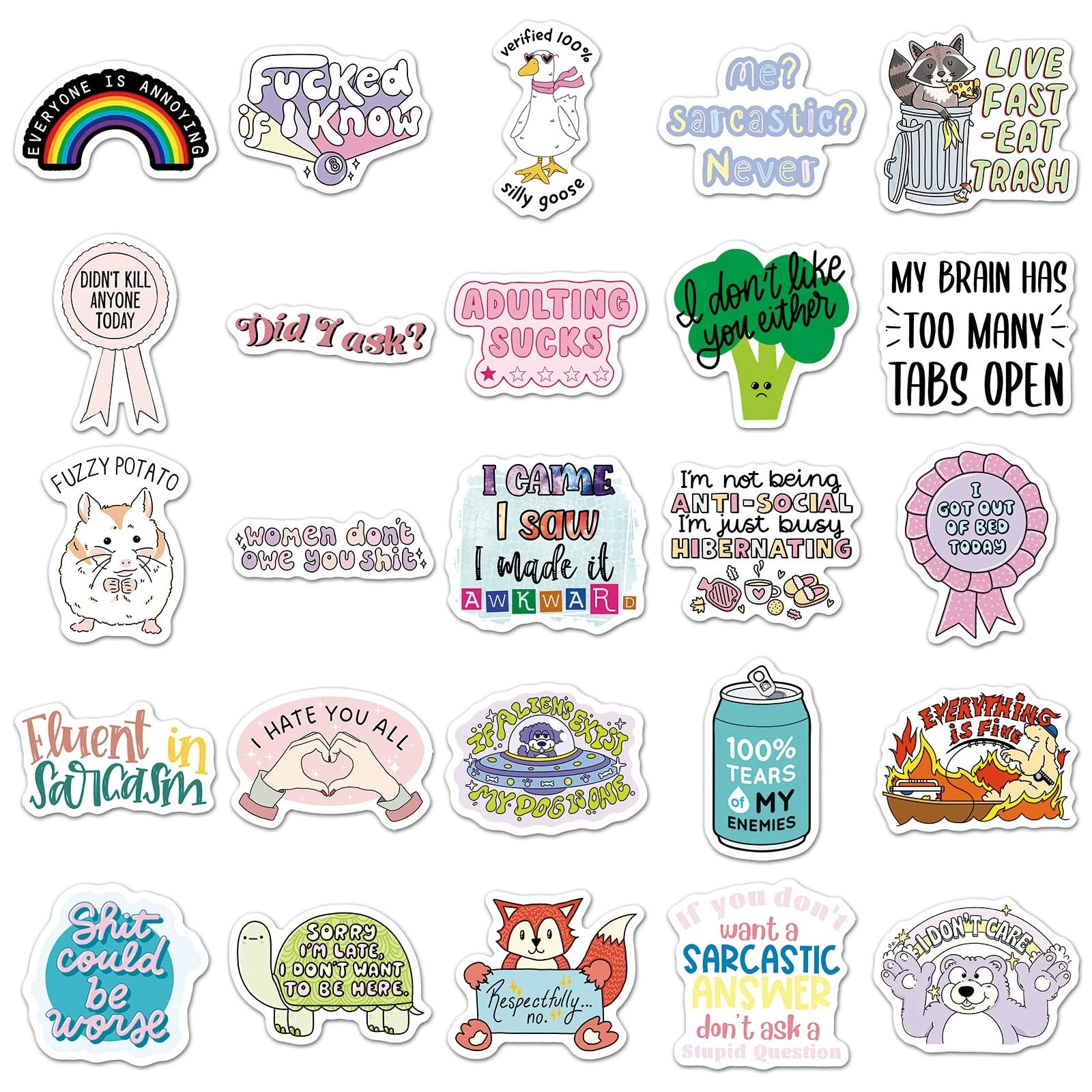 Sarcastic Stickers for Laptop(50 PCS),Gift for Children Teens Adults Girl Boys,Funny Waterproof Stickers for Skateboard,Bike,Phone,Computer,Luggage Water Bottle Guitar Motorcycle Suitcase - Image 4