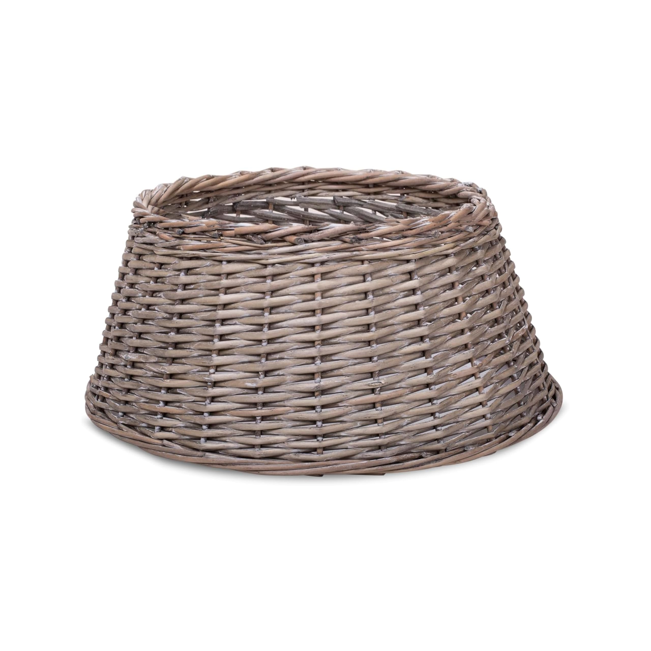 Wickerfield Grey Wash Christmas Tree Skirt Woven Wicker Xmas Tree Trunk Basket Guard Tree Base (, Medium)