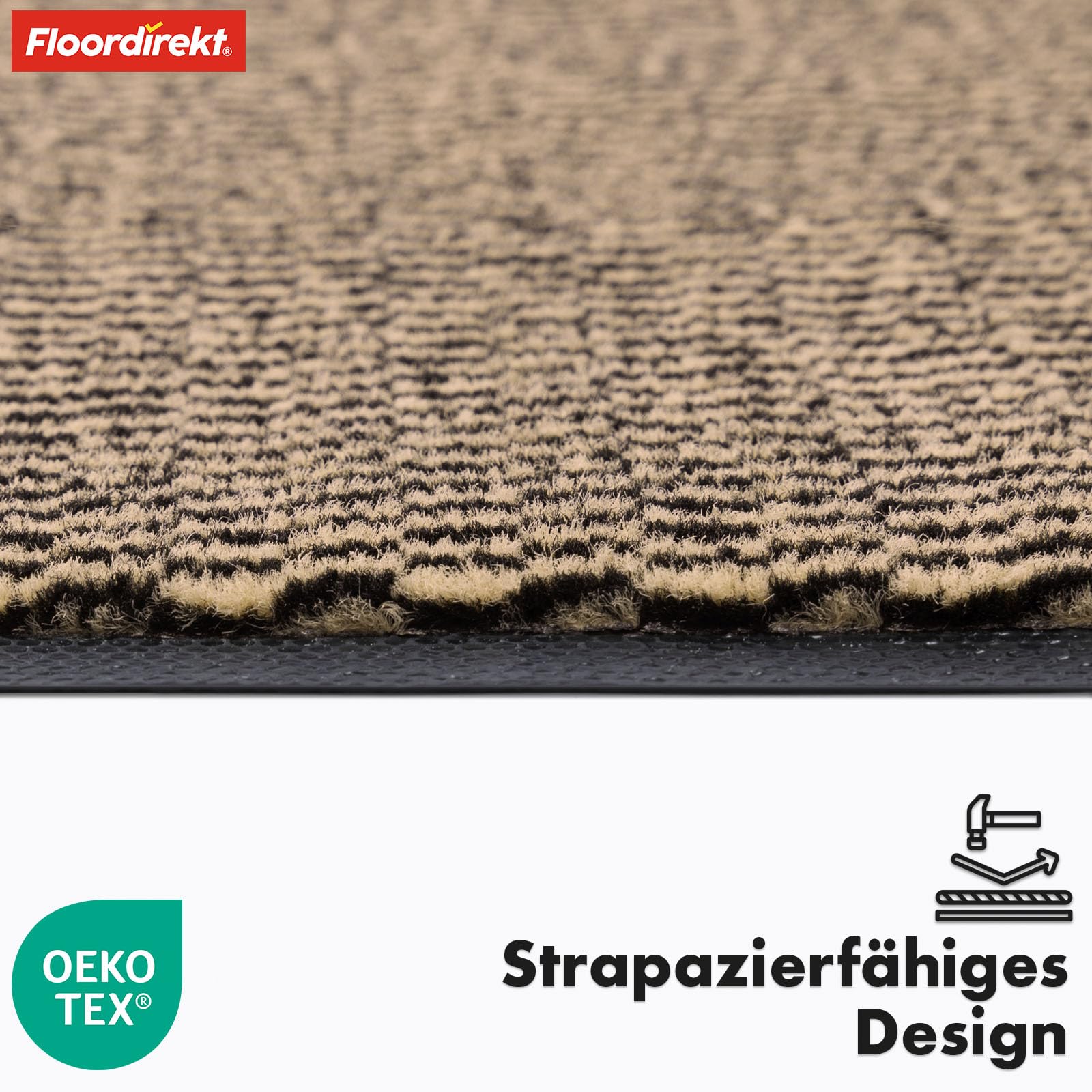 Floordirekt Deurmat, 120 x 200 cm, zwart, vuilvangmat op maat, wasbaar en antislip, per meter