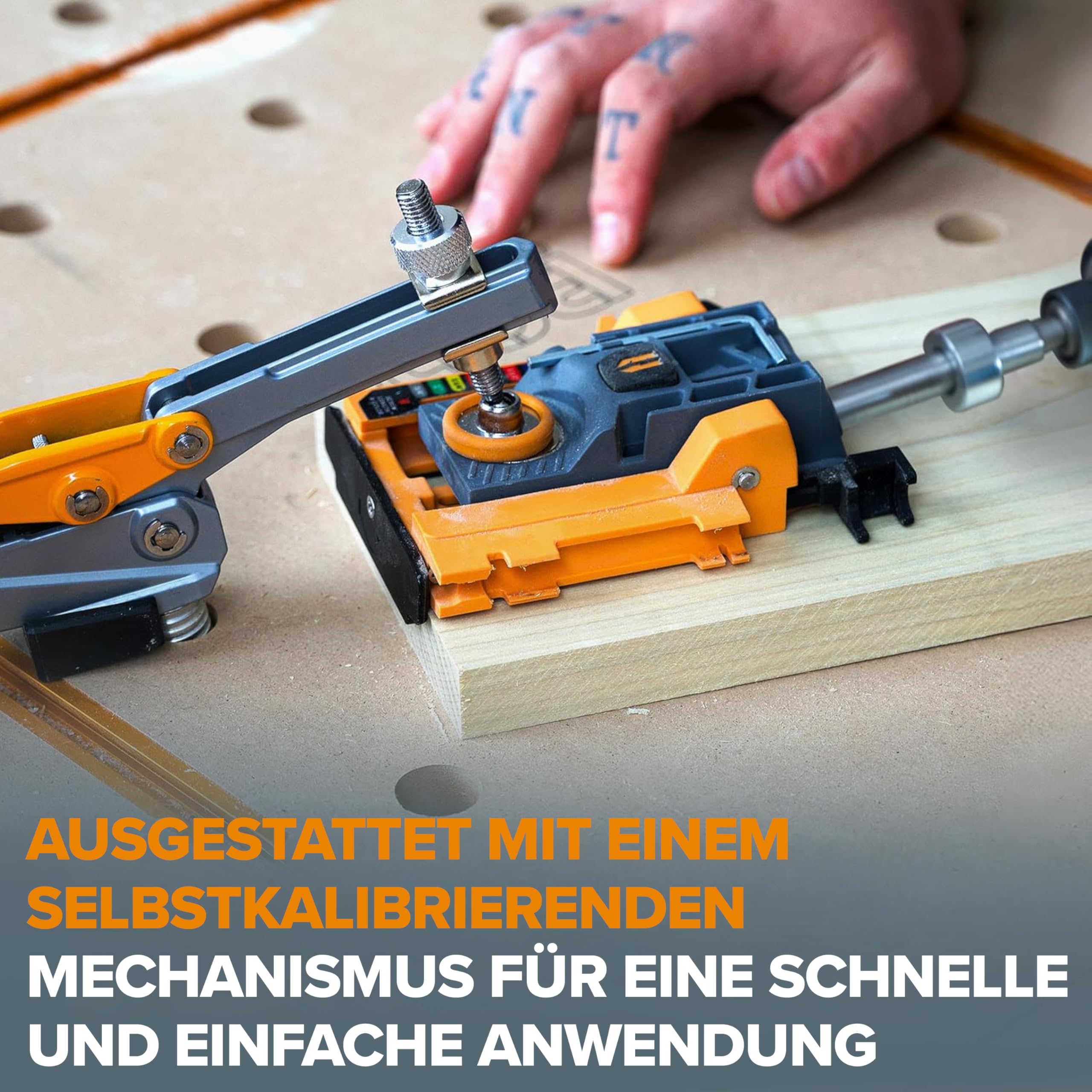 BORA Mini Pocket Hole Jig – Taschenloch Bohrschablone, Set mit Schrauben | Auto-Tiefeneinstellung | Armor-X Push-Lock | 13–38 mm | Inkl. 100-tlg. Schrauben-Set | Für Schreinerei & Heimwerker