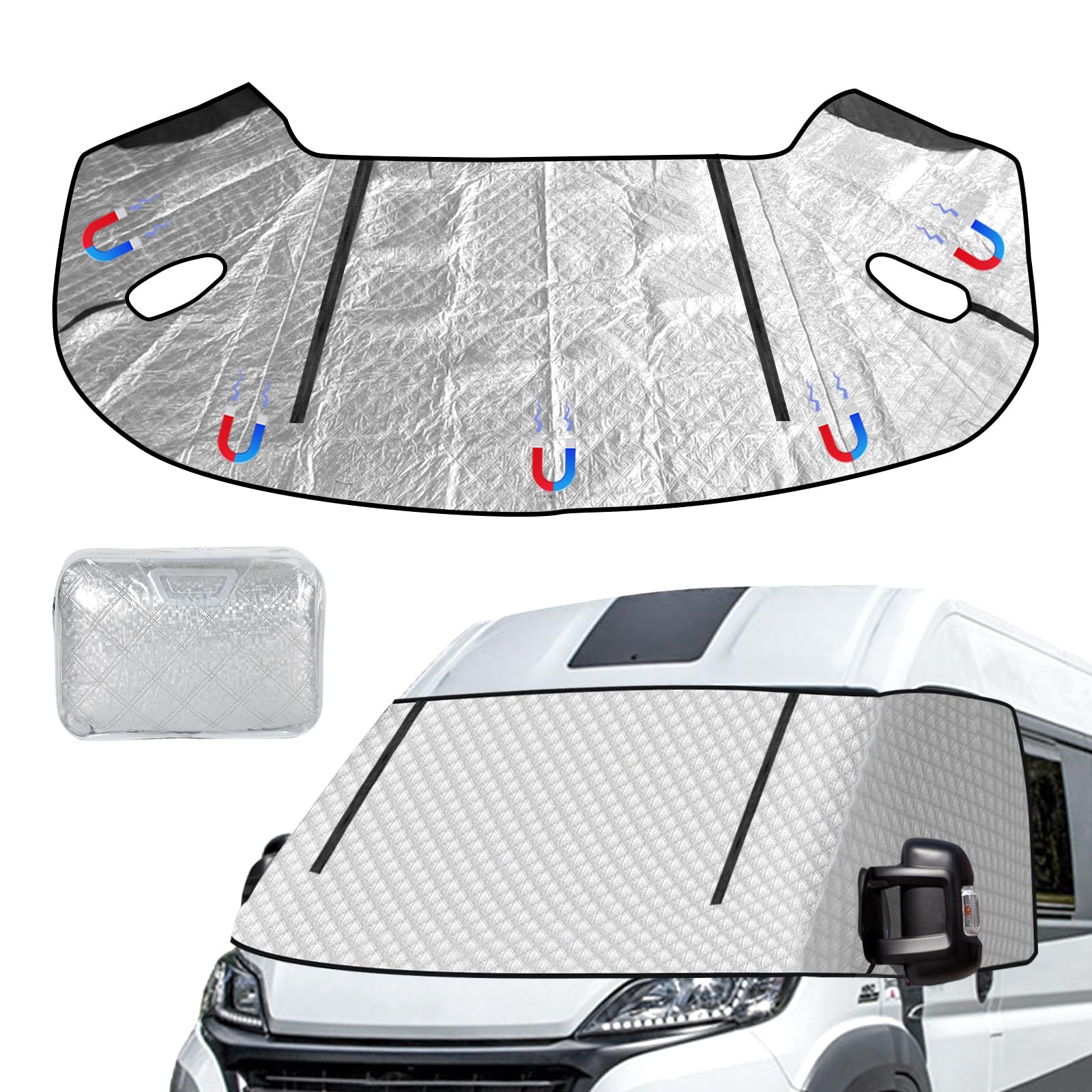 Cubierta para parabrisas con cremallera, alfombrilla térmica para ventanas exteriores, cubierta de protección térmica para F-I-A-T Du-ca-to, Peug-eot Bo-xer, Citr-oen Jum-per X250/290 06-24