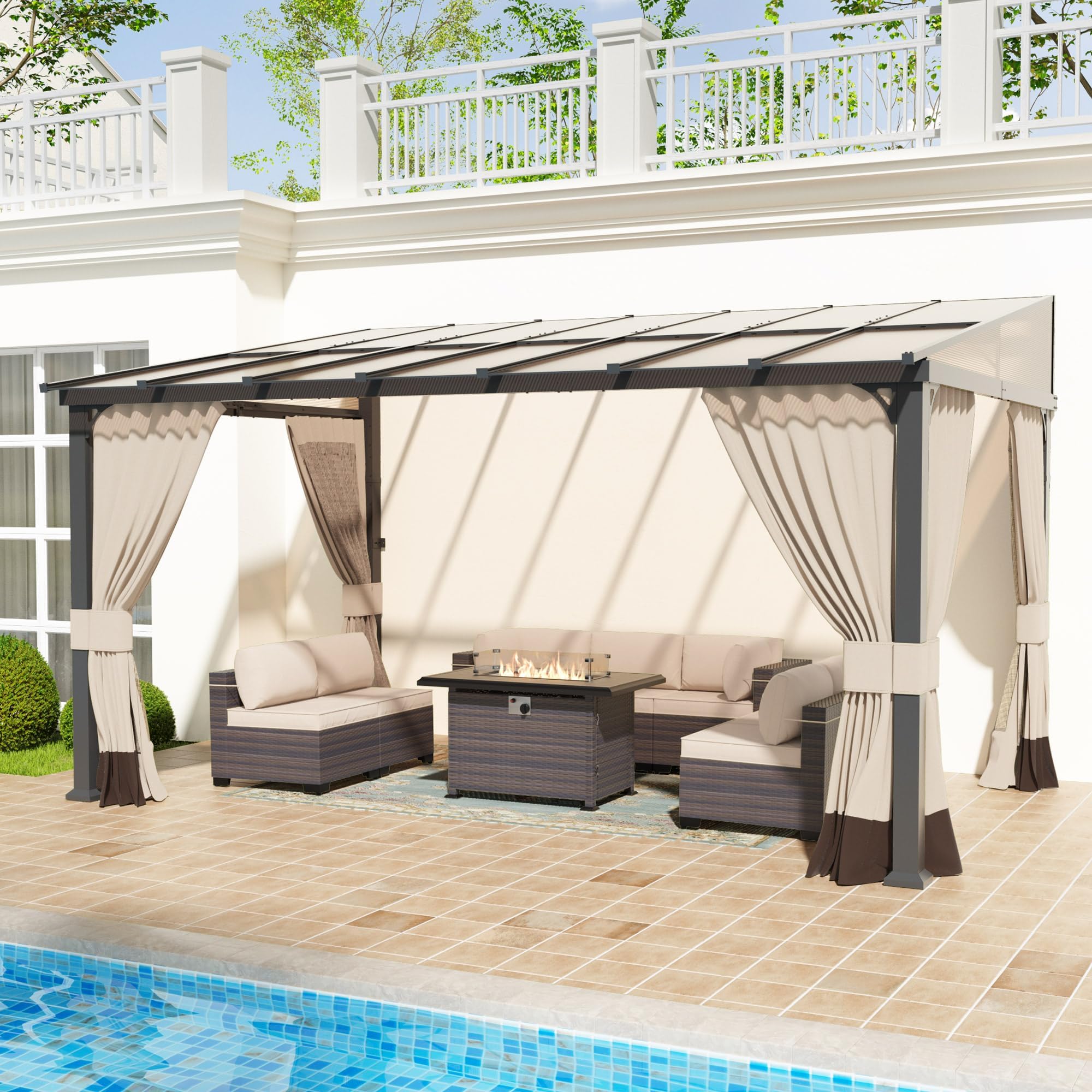 Amazon.com : Halmuz 10x14ft Large Lean to Gazebo with Curtains ...