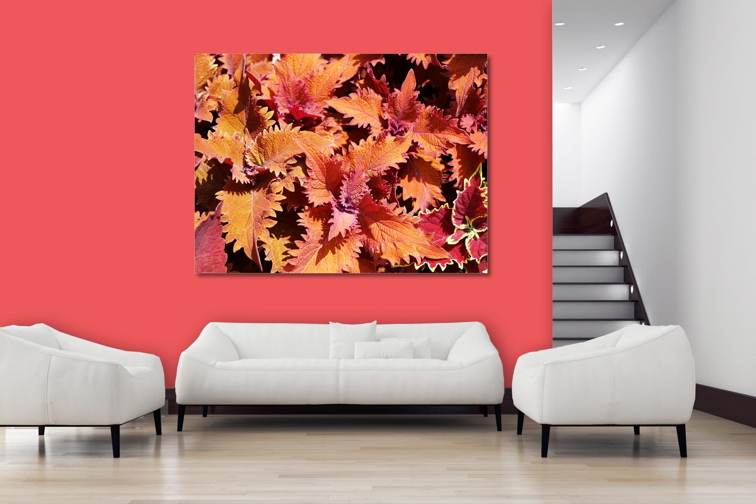 Glücksvilla - Foglie colorate (tela 2 cm, 60 x 40 cm) | varie misure - quadro murale orizzontale - giardino albero ramo pianta natura botanica campo prato