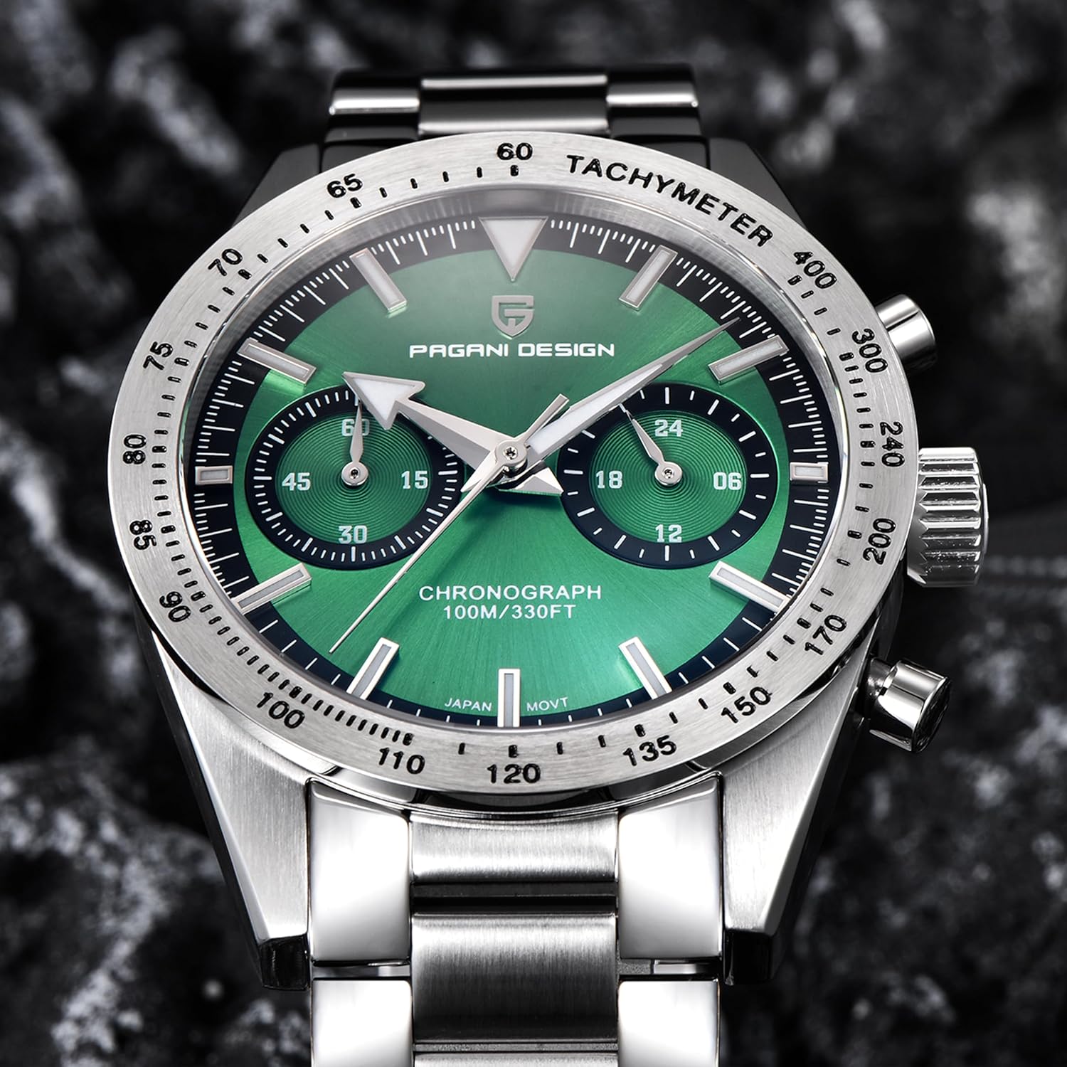 RollsTimi Pagani Designs, orologio da uomo giapponese, movimento al quarzo VK64, resistente allacqua fino a 100 m, cassa da 40 mm, orologio sportivo luminoso, orologio vintage in acciaio inox.