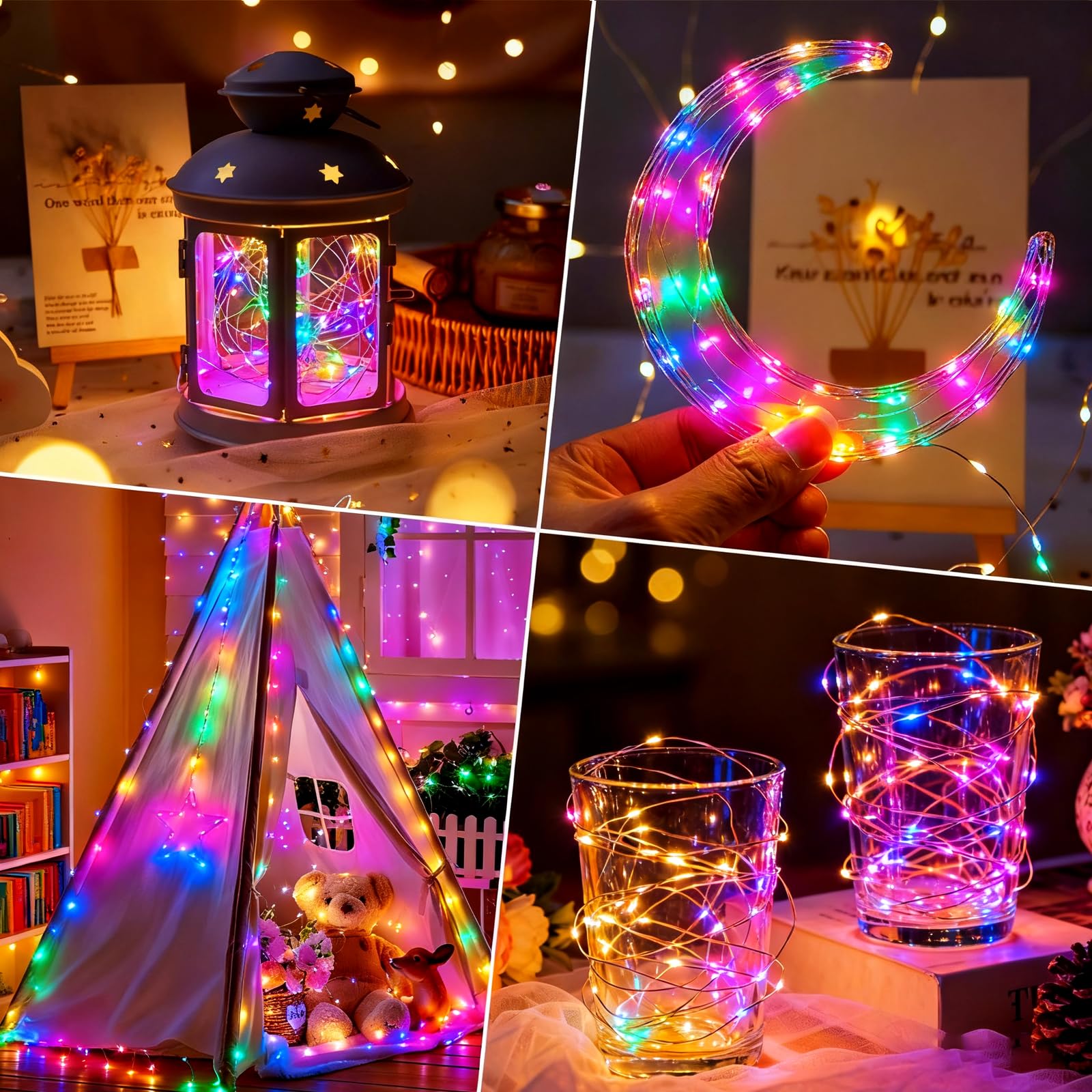 10 Stück 3 m 30 LED-Lichterketten für Einmachglas, 7 Modi mit Timer, wasserdichte Lichterkette, verbesserte Batterie (im Lieferumfang enthalten, Einmachglas, Weihnachtsdekoration (mehrfarbig)