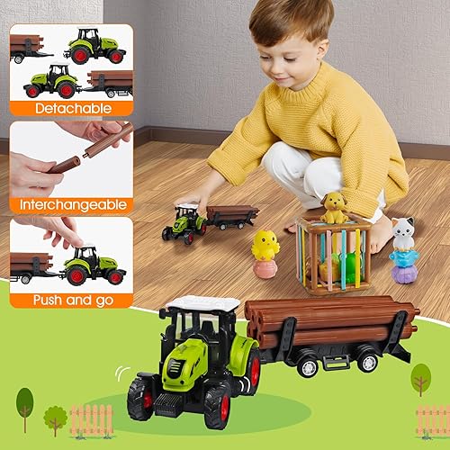Miniatura 4 de TingingYuli Juguetes Montessori para niños de 1, 2, 3 años, 4 en 1, animales de granja, juguetes de granero para niños pequeños de 1 a 3 años, juego