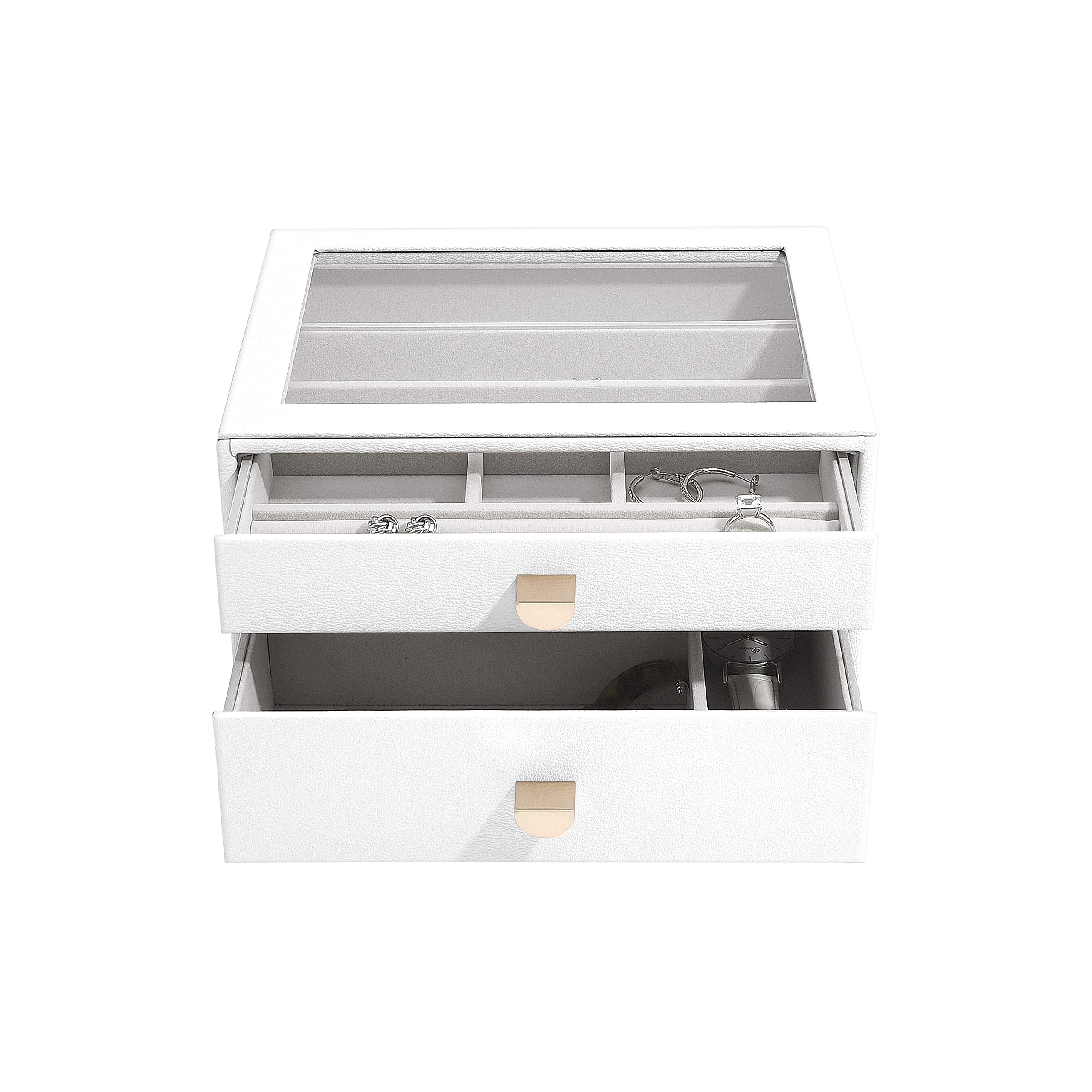 Stackers White Pebble Classic Jewellery Box - Set Of 2 (With Drawers)