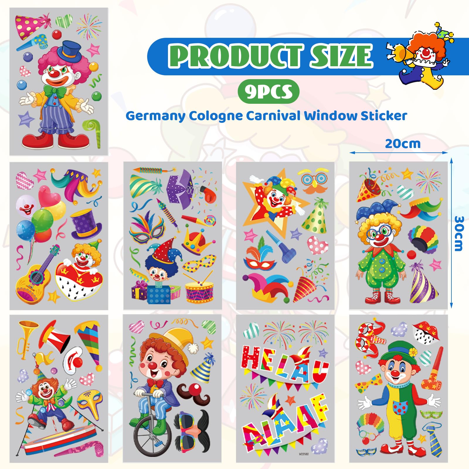 TAOYAOYAO 2 Pendenti Decorativi A Forma Di Clown Per Carnevale – 90x30 Cm – Cartone Colorato Con Braccia E Gambe Mobili – Per Feste A Tema Circo - 3