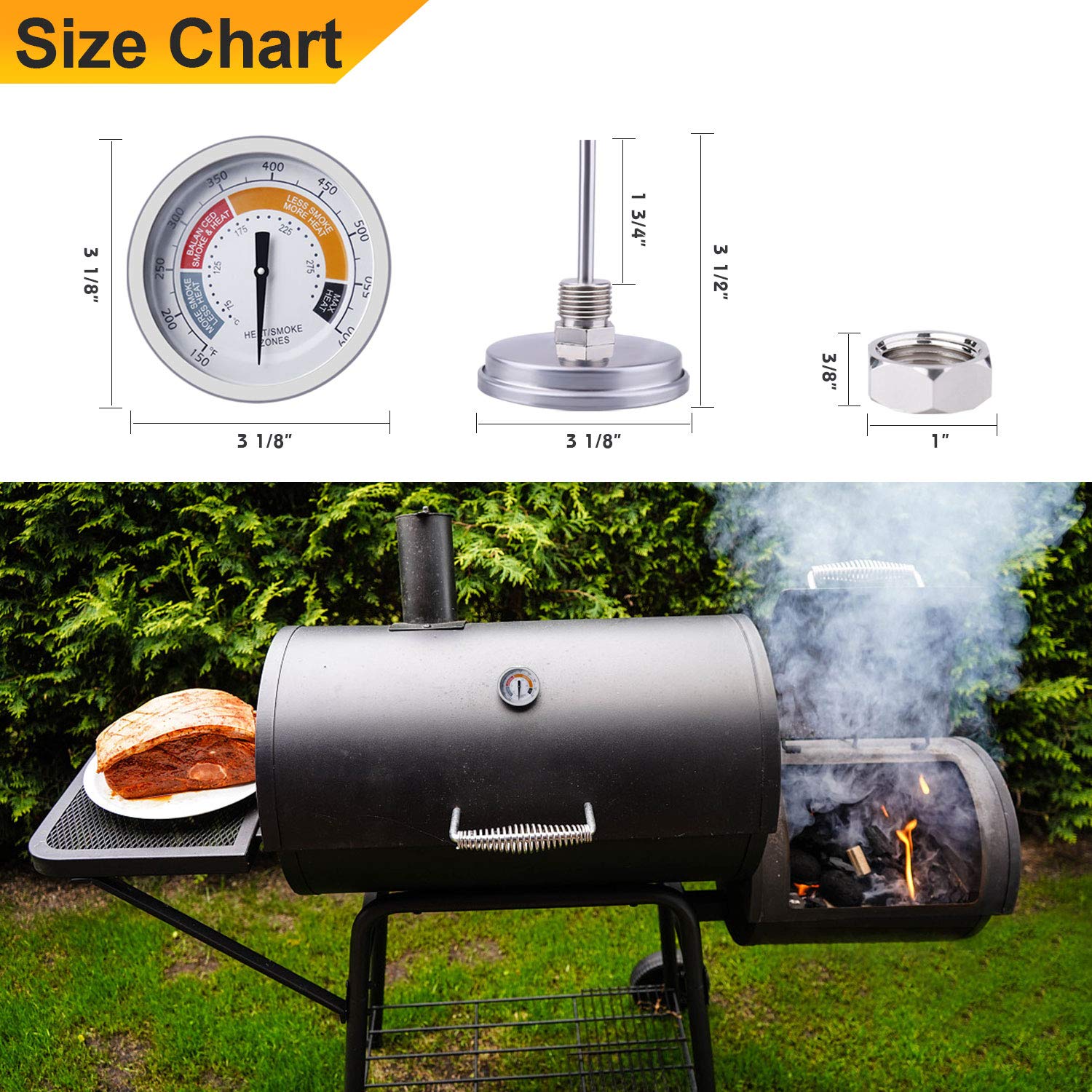 Amazon.co.jp: Ibbyee 3 1/8インチ スモーカー温度計ゲージ オクラホマ