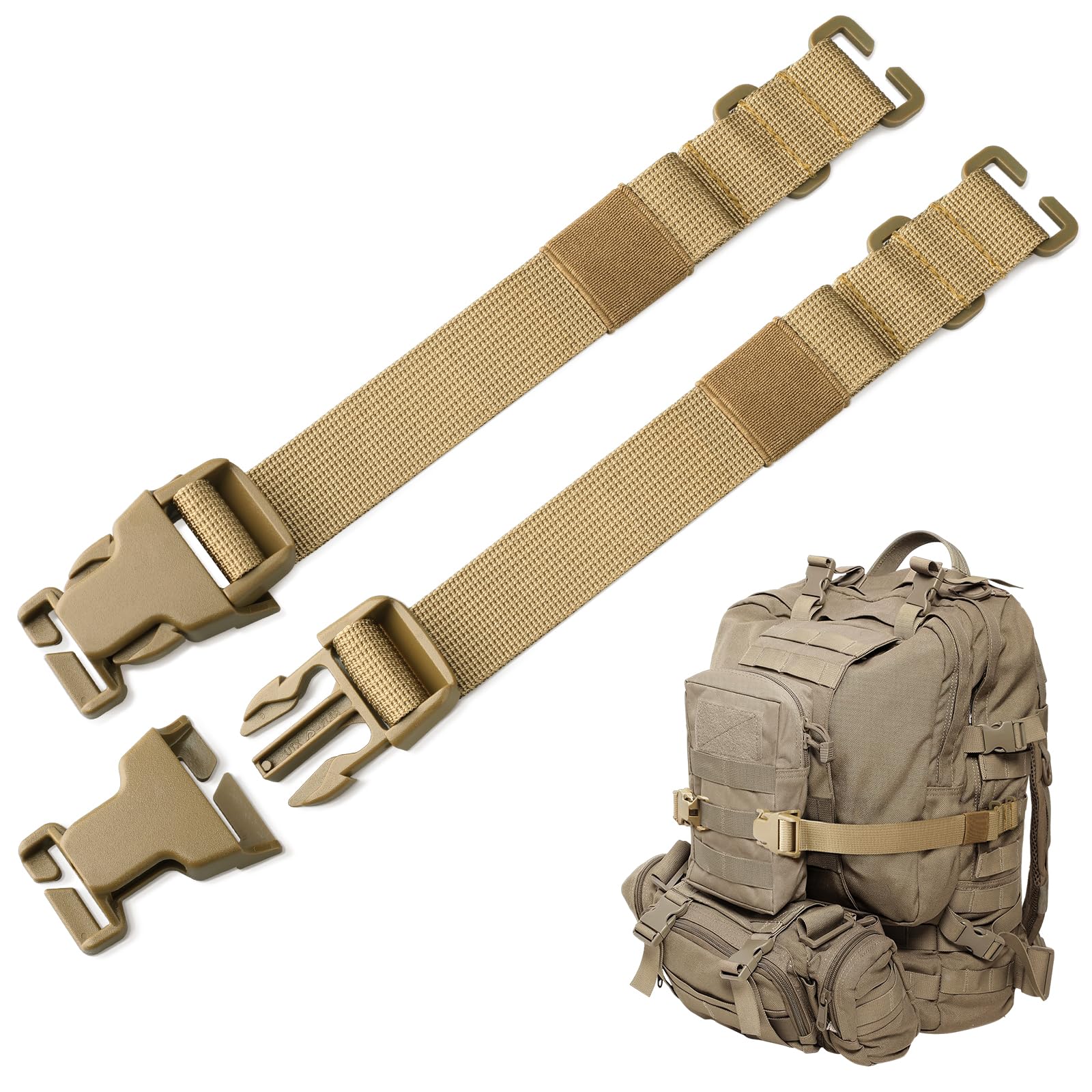 Pitozer Molle Backpack Straps Tactical Rush Tier System Molle Attachment for Tactical Military Backpack Plate Carrier Gear Accessories Compression Fastening Strap Pack Attachment Strap with Buckle-image-31