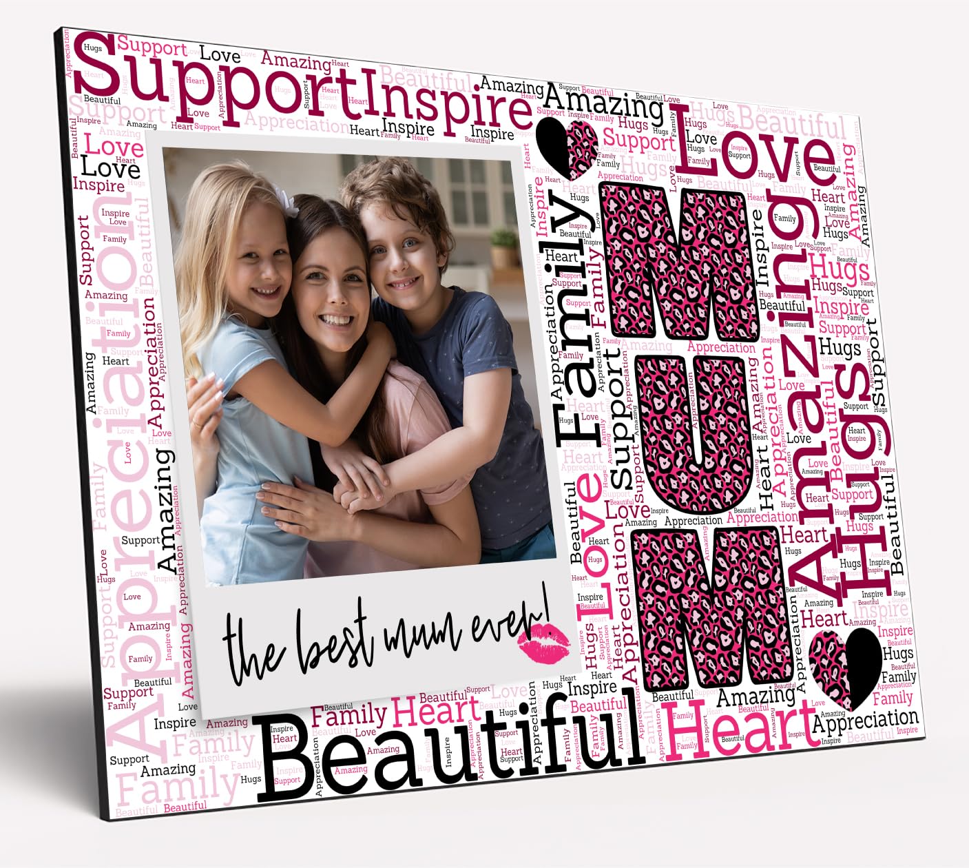 The Plum Penguin Girls Mum Leopard Print Personalised Wooden Word Cloud Wall Art A4 Photo Print Gift For Her Mother’s Day Mum From Kids