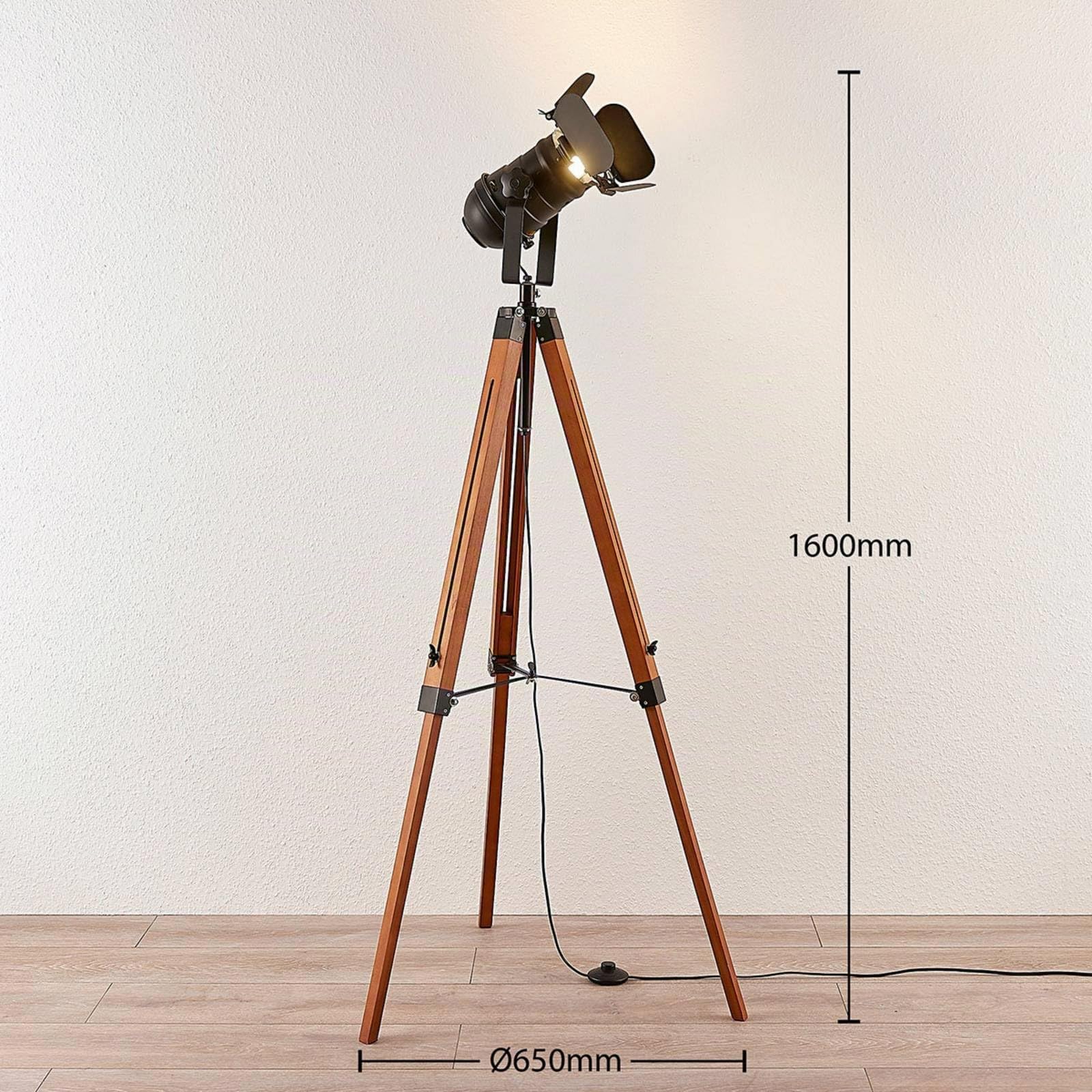 Lindby Lampada da terra (Industriale) colore Marrone, in Legno ad es. Soggiorno & Sala pranzo lampada legno