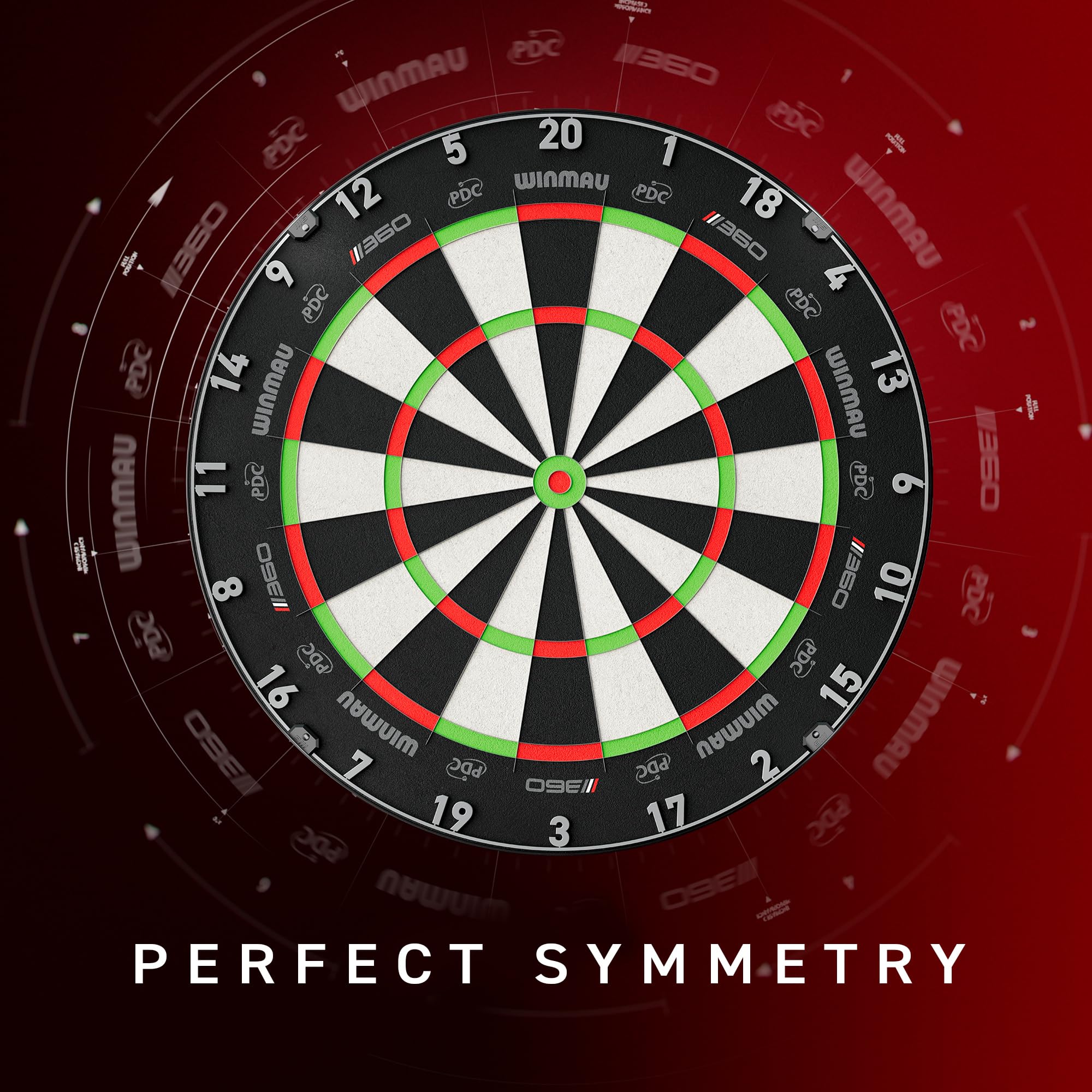 WINMAU - Blade 360 Bersaglio per freccette - Triple Core Carbon -Rotazione Completa -Grafica Simmetrica - Bersaglio professionale PDC con specifiche ufficiali per tornei per gli appassionati freccette