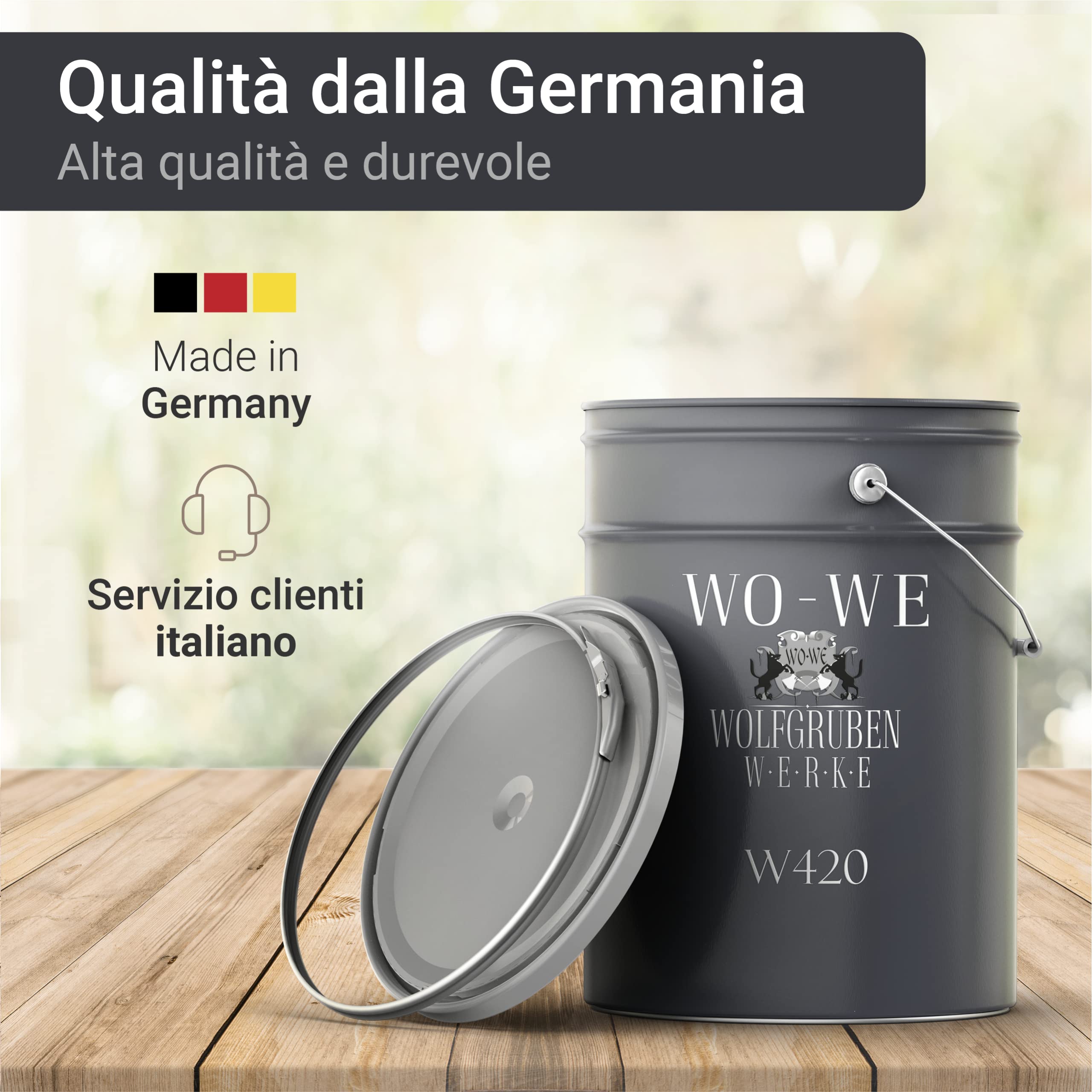 WO-WE Vernice ad acqua per legno pittura mobili smalto tinta colorata porte armadi W420 - Bianco puro simile RAL 9010 5L