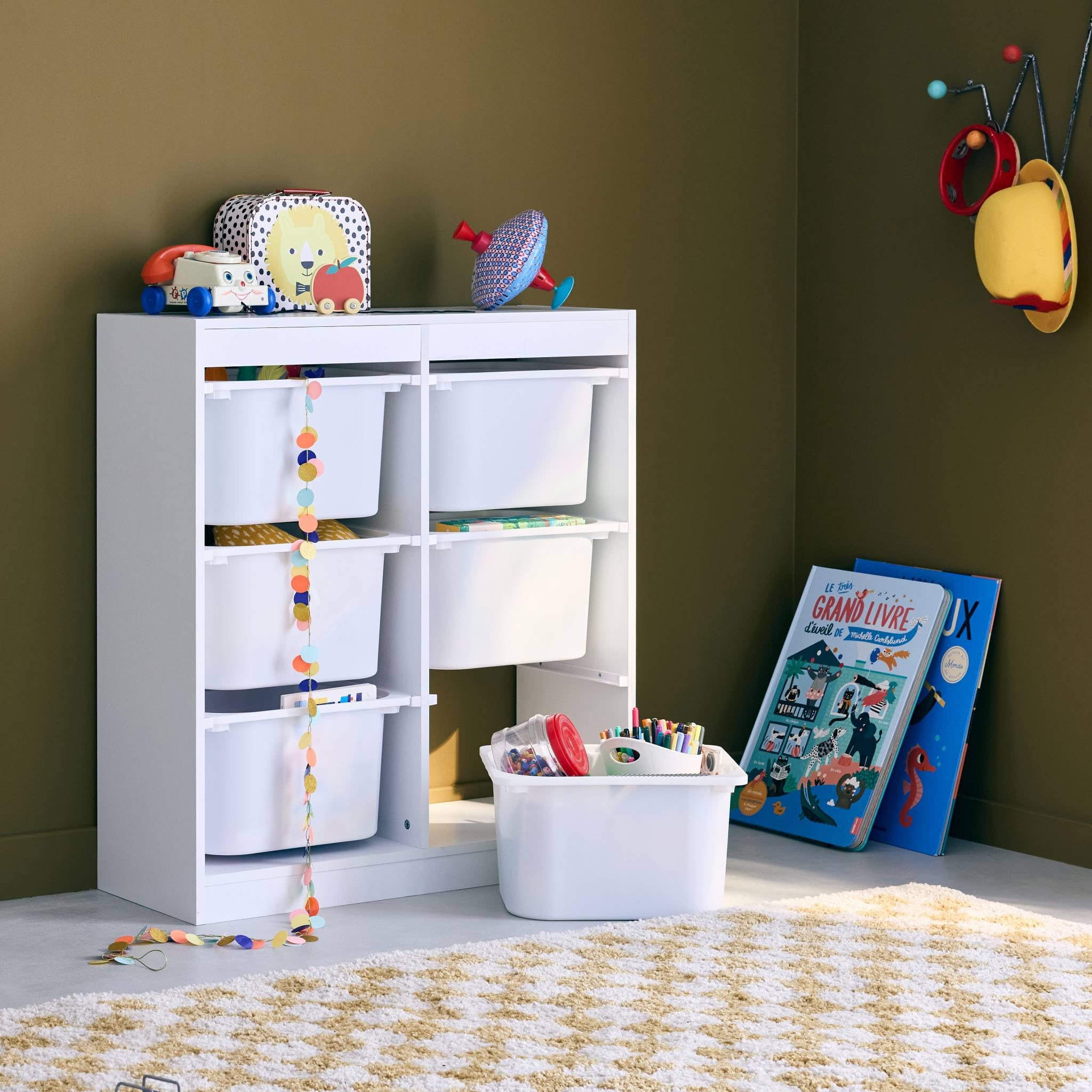 Sweeek Mueble para niños con 6 cubos almacenaje Sora Blanco 81.5x30x89 cm