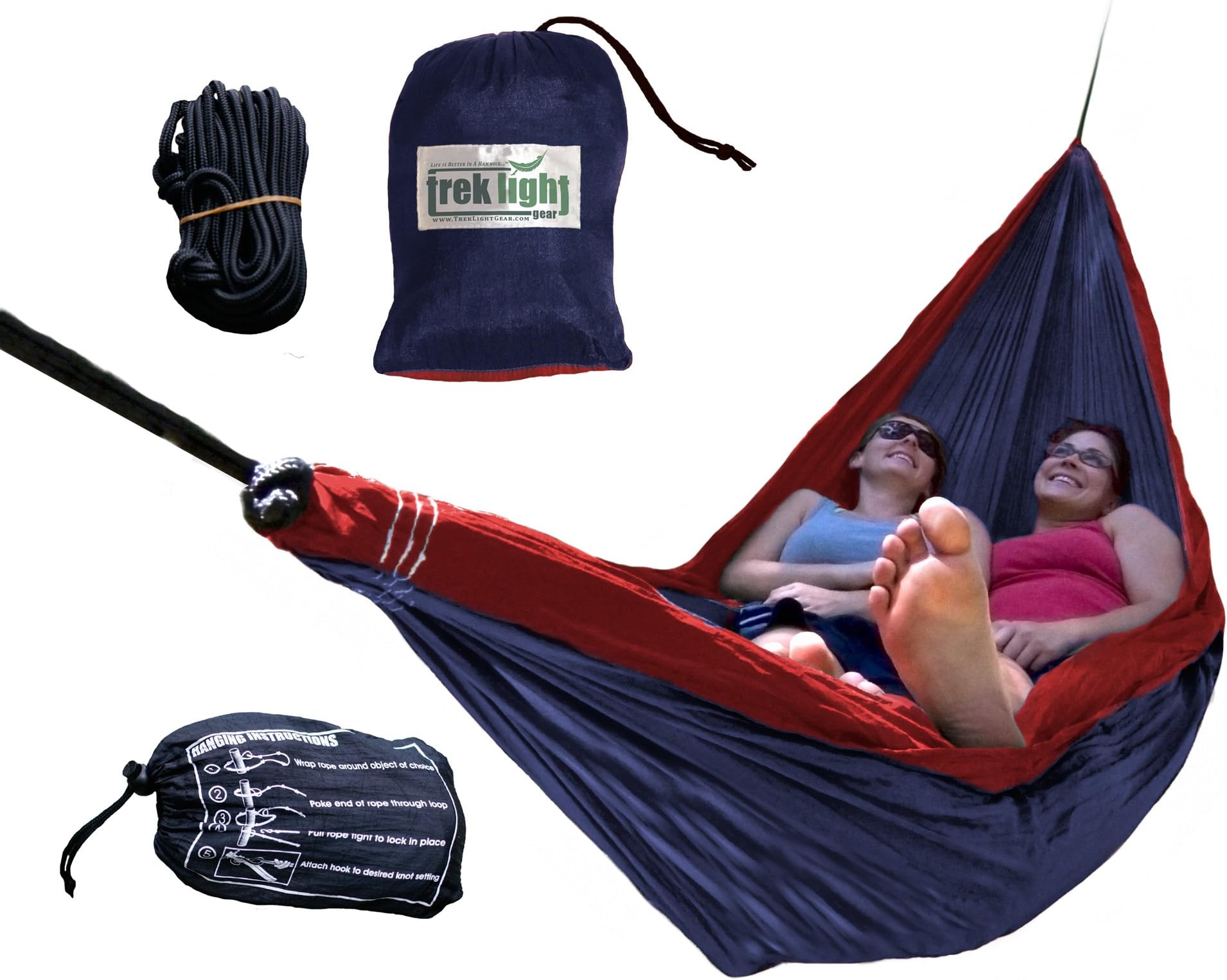Trek Light Gear Double Hammock - The Original Brand of Best-Selling Lightweight Nylon Hammocks - Use for All Camping, Hiking, and Outdoor Adventures