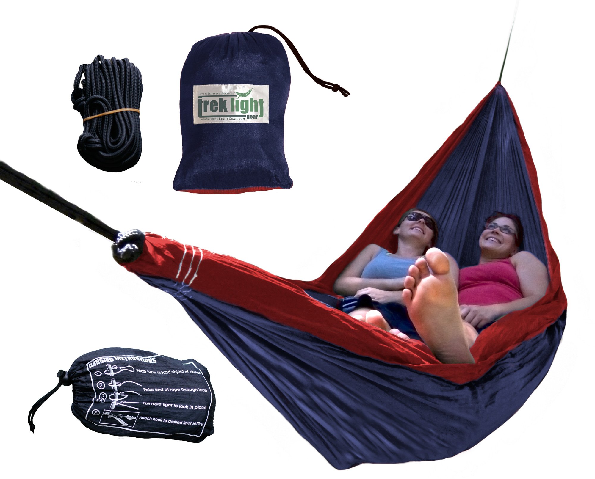 Trek Light Gear Double Hammock - The Original Brand of Best-Selling Lightweight Nylon Hammocks - Use for All Camping, Hiking, and Outdoor Adventures