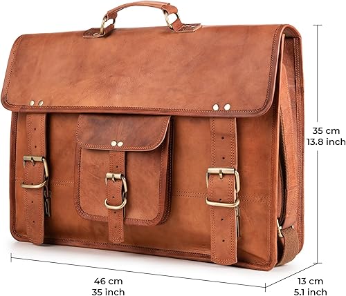 Miniatura 8 de BERLINER BAGS Vintage Leather Messenger Bag Berlin, Maletín para hombres y mujeres - Marrón, Marrón XXL, Vintage