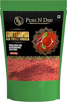 PURE N DESI Mathania Red Chilli Powder,100Gm|Sun Dried Rajasthani Mathania Desi Lal Mirch Powder