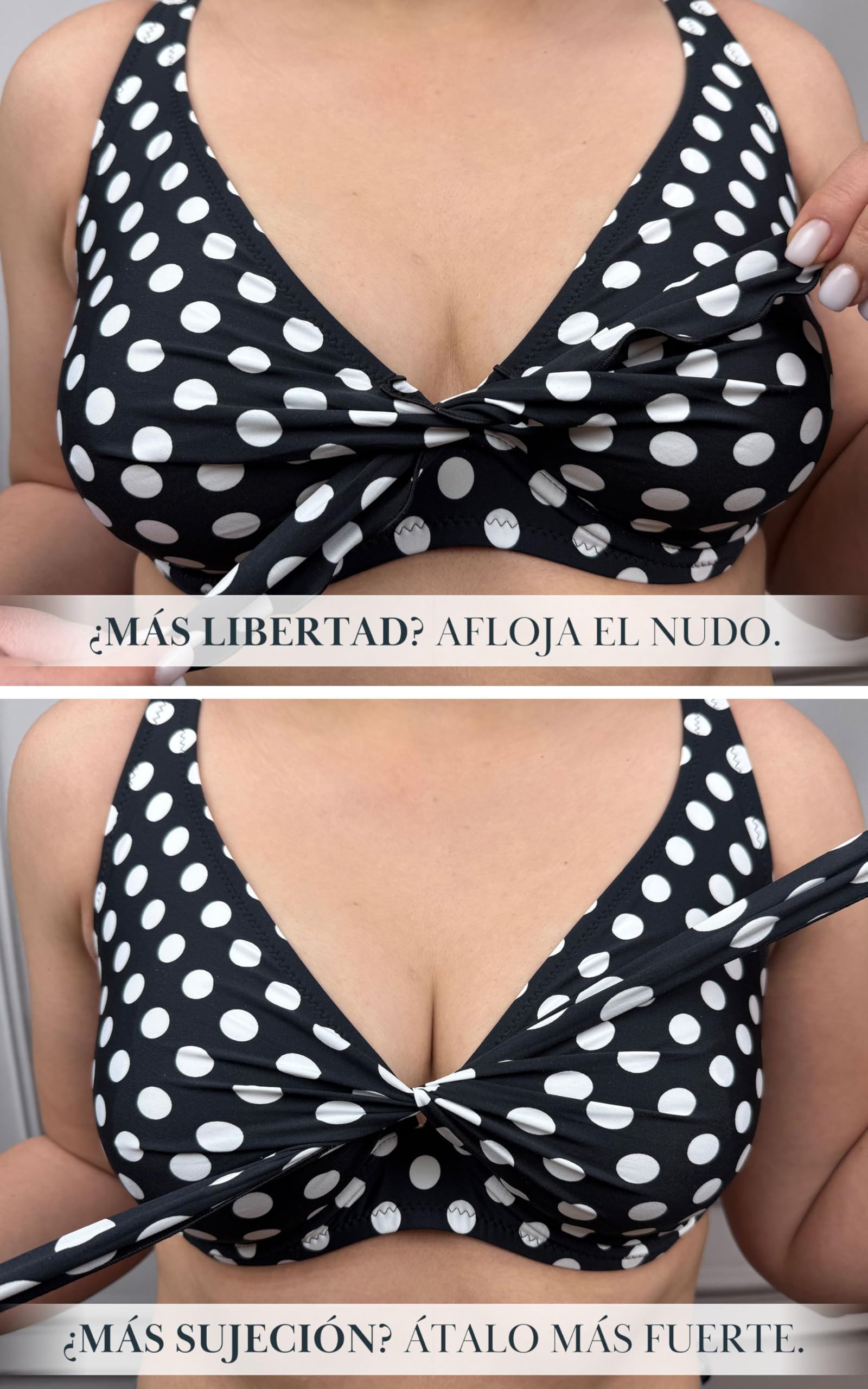 Vivisence Top De Bikini Blando De Rayas para Mujeres 3203