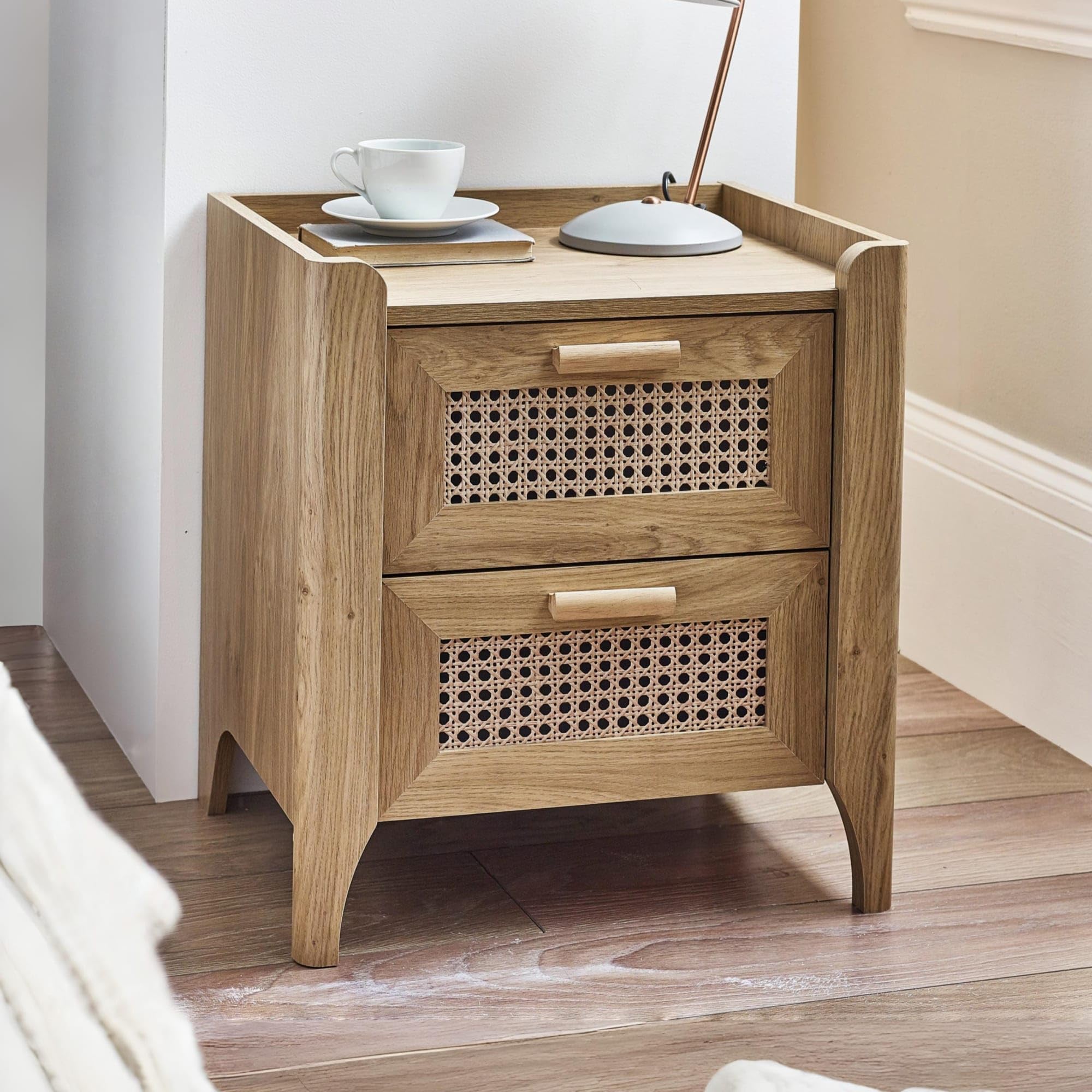 Julian Bowen - Bedside Table - 2 Drawer - Oak Effect