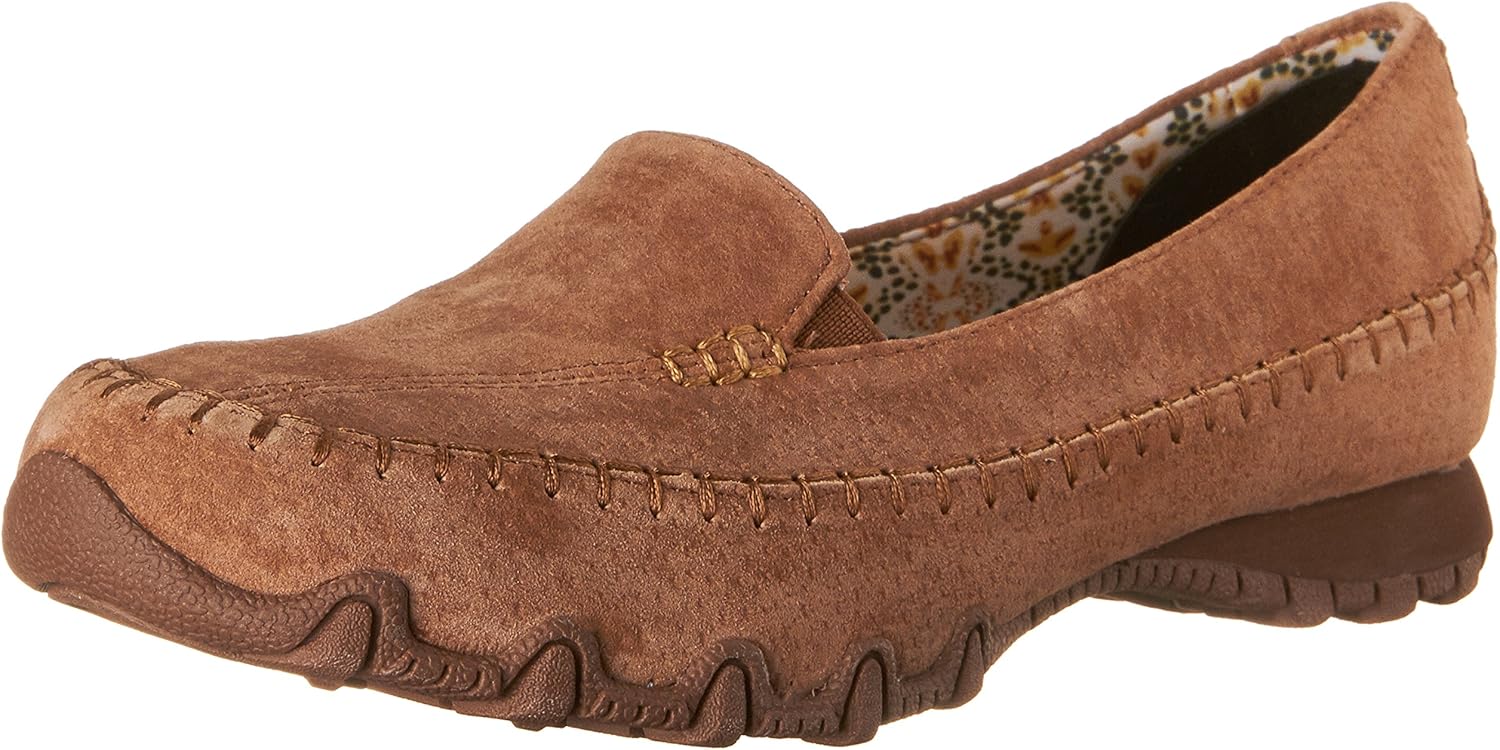 Skechers Women's Bikers Pedestrian Memory Foam Slip-On Moccasin,5