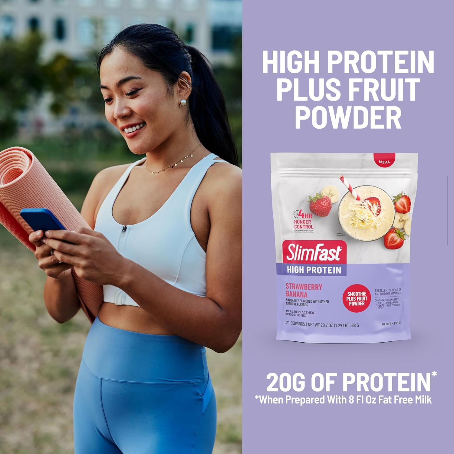 Slimfast High Protein Smoothie Mix Plus Fruit Powder, High P...
