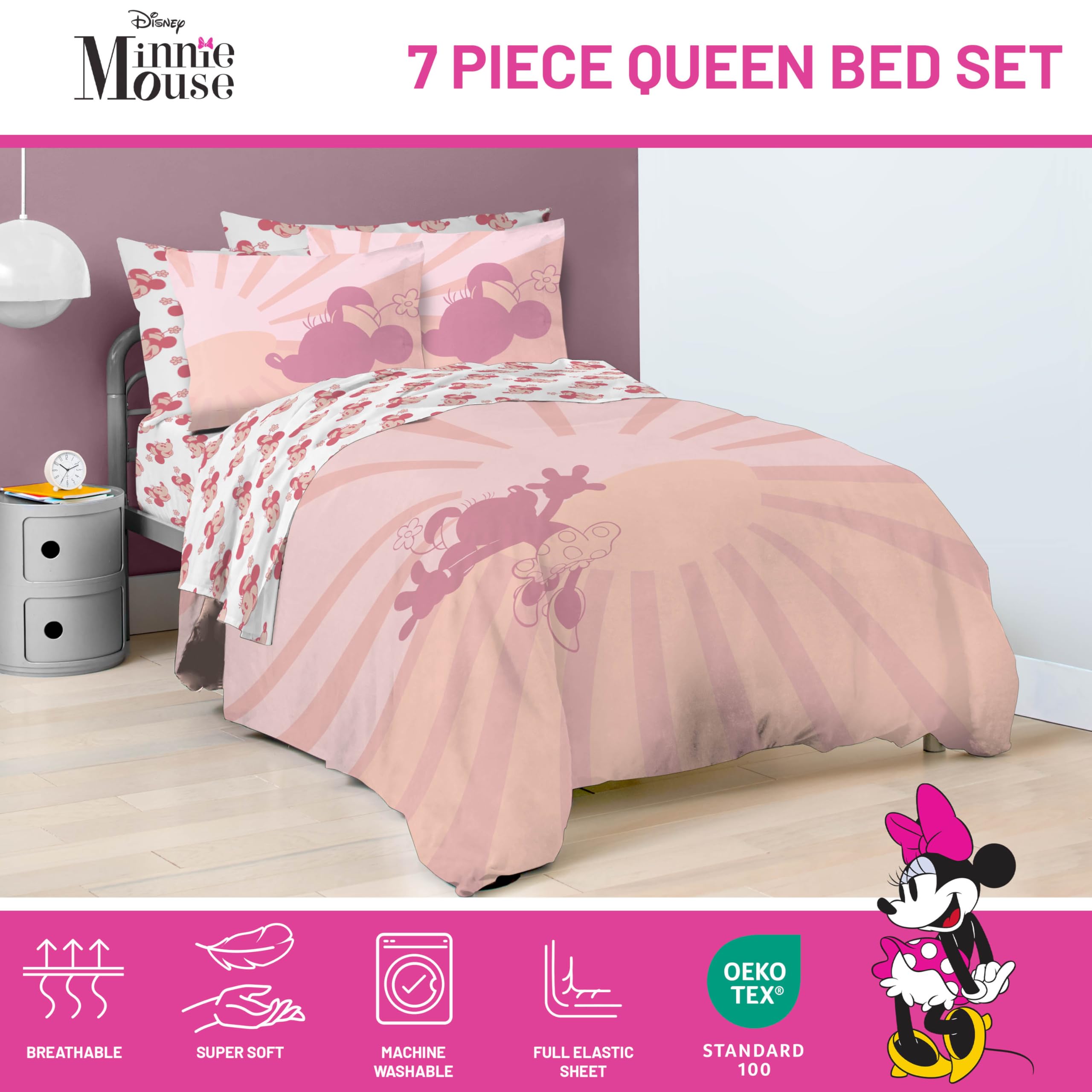 Amazon.com: Disney Minnie Mouse Queen Comforter Set 7 Piece