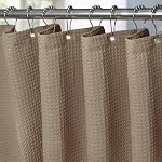 Rideau de douche en tissage gaufré avec crochets en acier inoxydable - Tissu de bain lourd 256 GSM, qualité de luxe d'hôtel, résistant à l'eau, lavable en machine, ourlet lesté, 72 x 72 po (blanc)