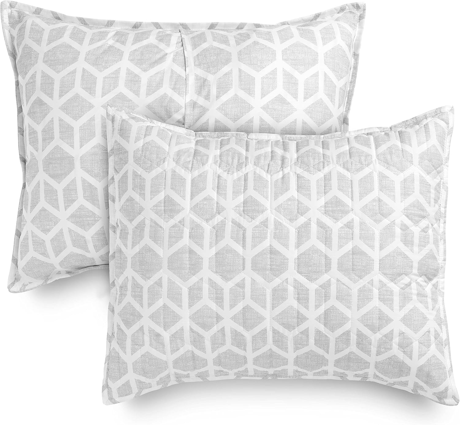 Welhome Thomas Cotton Percale Quilt King Size Set - 3 Piece | 1 Grey Quilt - 2 Shams | Winter Bedspread | Soft Breathable | New Apartment Essentials | Courtepointes Edredones| Storm Cloud Gray
