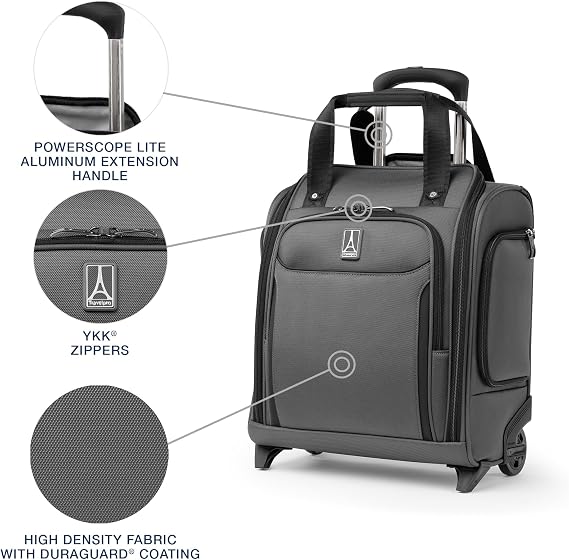 Travelpro Crew Classic Lightweight Softside Luggage, Rolling Underseat Carry on Bag, 14 Laptop or Tablet Sleeve, Men and Women, 17-Inch, Titanium Grey