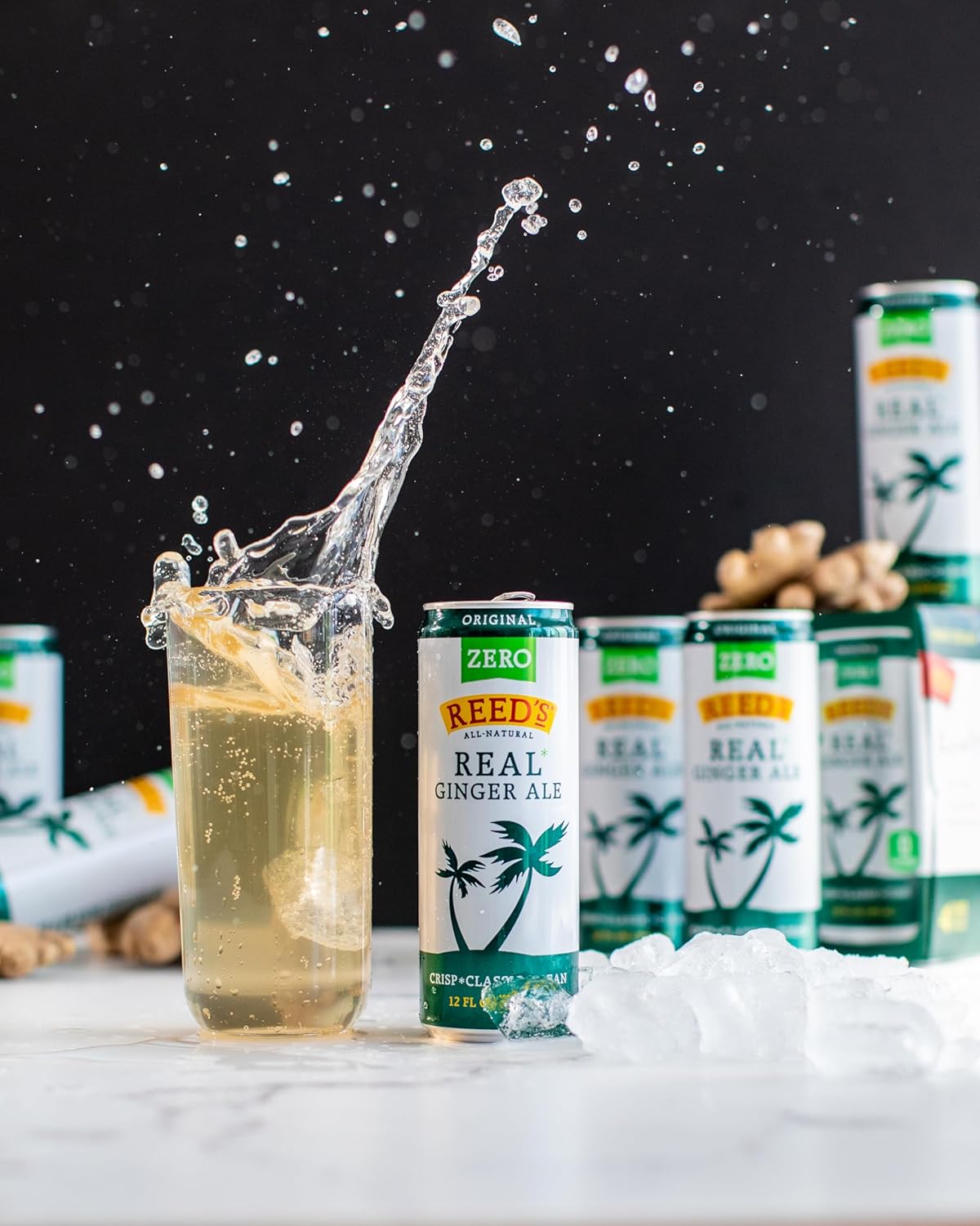 Reed's Zero Sugar Ginger Ale - Made with Pressed Organic Ginger - Zero Calories - 12oz Slim Cans, 24 Pack