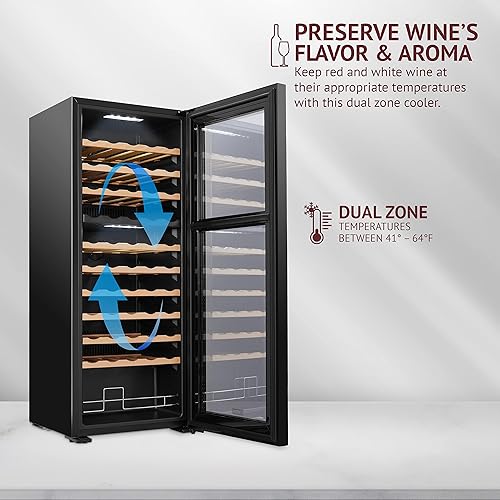 Miniatura 2 de Schmecke - Refrigerador de vino de doble zona de 55 botellas  Bodega grande independiente  Refrigerador de vino digital de control de temperatura