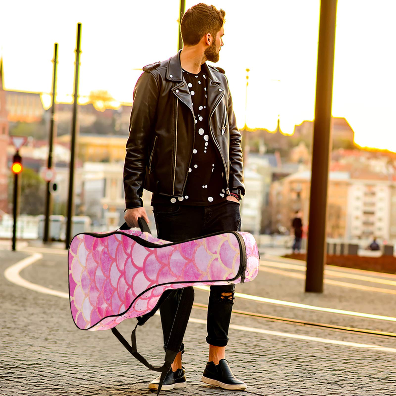 Gitaar Gigbag Waterdichte Rits Zachte Gitaar Rugzak, Bass Akoestische & Klassieke Folk Elektrische Gitaar Tas Vintage Sport Golf Patroon Groen