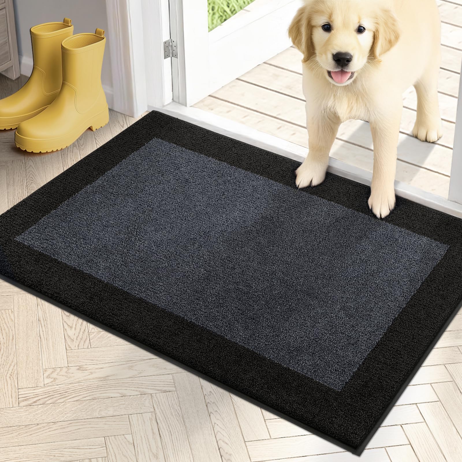 PURRUGS Dirt Trapping Door Mat 20" x 32", Non-Slip Washable Entry Mat, Dog Doormat, Front Door Mat, Super Absorbent Entrance Mat for Muddy Shoes &