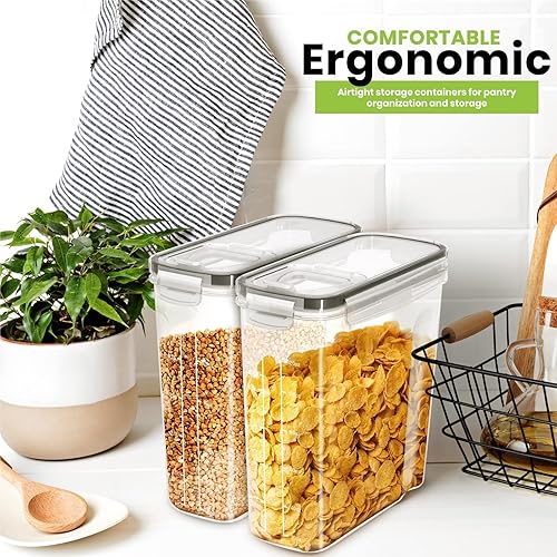 Miniatura 4 de Dispensador de cereales, dispensador de arroz, 4 unidades, recipientes herméticos para almacenamiento de arroz, dispensador de cereales para harina,