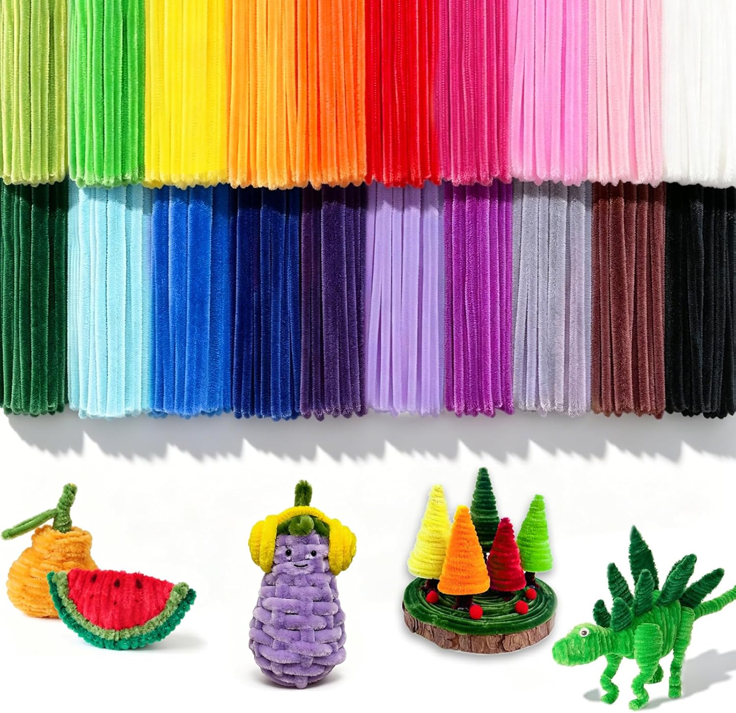 LXVPKH 500 Pcs Pipe Cleaners, 20 Colors Pipe Cleaners Bulk Thick and Strong Quality Chenille Stems Pipe Cleaner Craft Supplies for Kids DIY Art Crafts, Flower Making Holiday Decorations Home Ornaments
