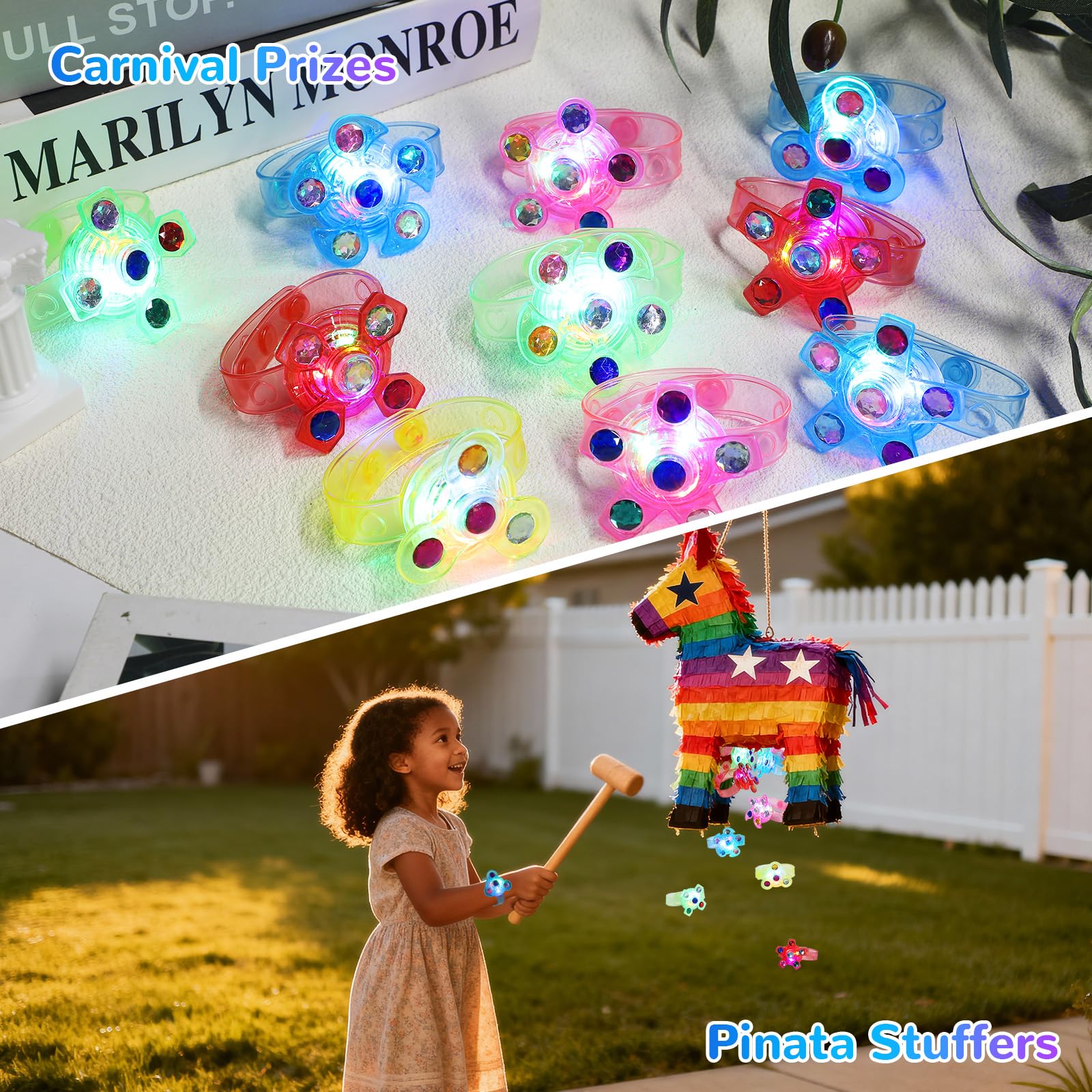 SCIONE 24 Pack LED Light Up Fidget Spinner Bracelets, Party Favors for Kids — Amazon image 6