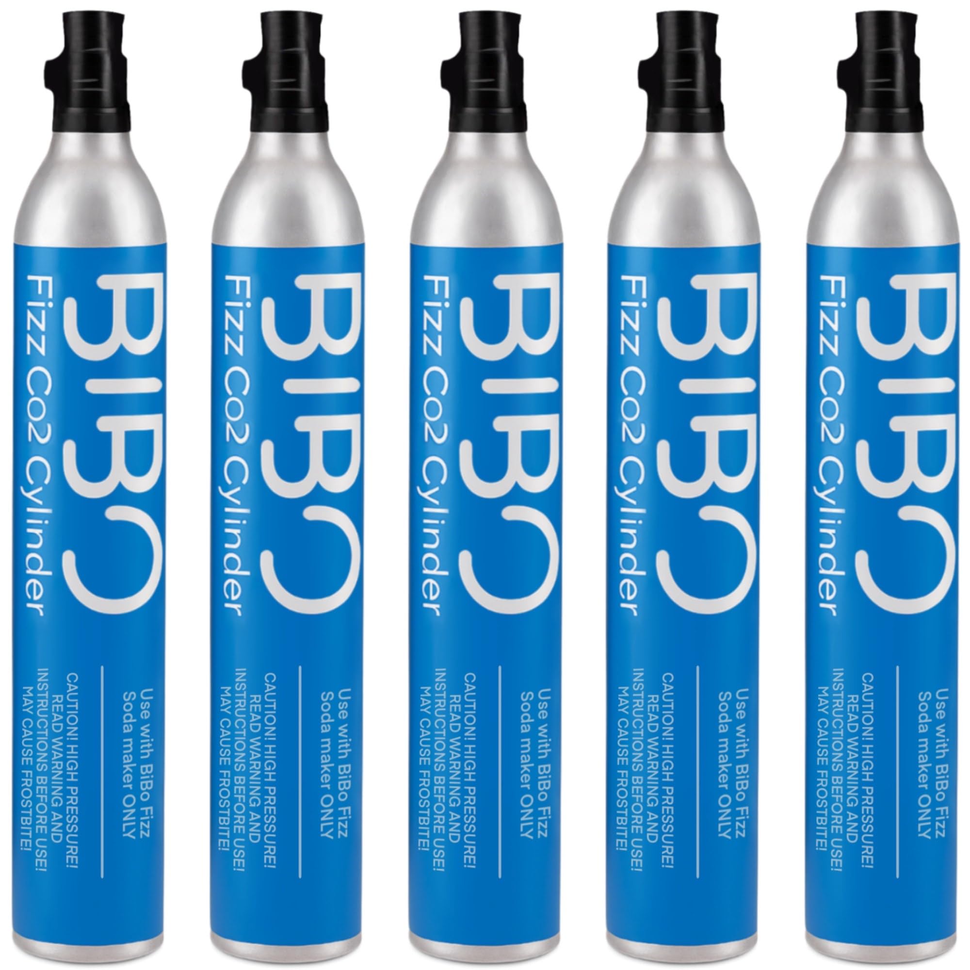 BIBO Screw-in Gas Cylinder x 5, 60 Litre CO2 Refill Gas Canisters for Sparkling Water Maker/Home Soda Carbonator Machine, Sodastream & Aarke Compatible