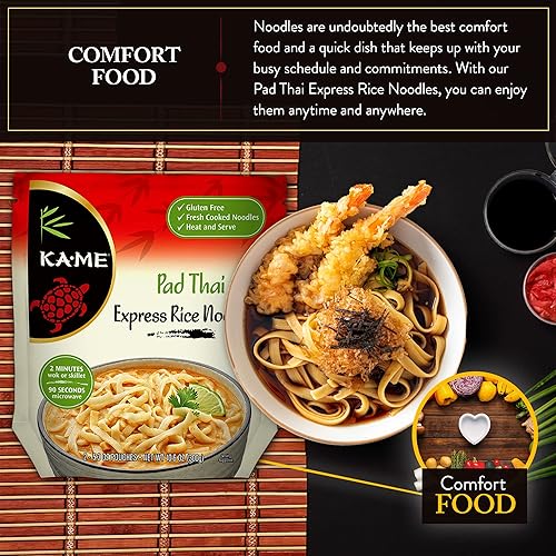 Miniatura 6 de KA-ME Pad Thai Express - Fideos de arroz de 10.6 onzas, ingredientes y sabores asiáticos, hechos de arroz, sin conservantes ni MSG, instantáneos y