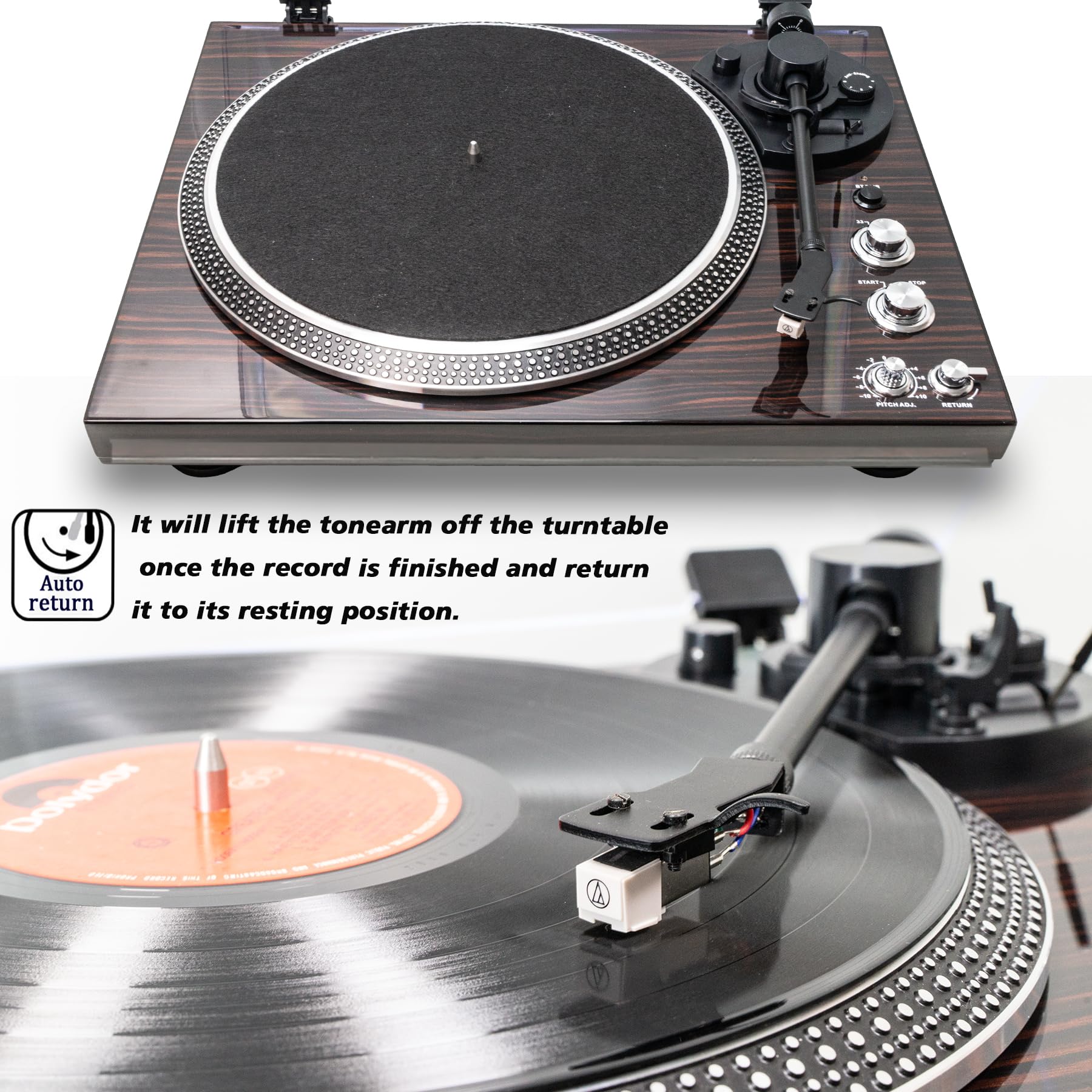 Giradischi con trasmissione a cinghia con giradischi con altoparlanti integrati per dischi in vinile, supporto vintage 33 e 45 giri/min, con cartuccia magnetica avanzata, per Natale o compleanno