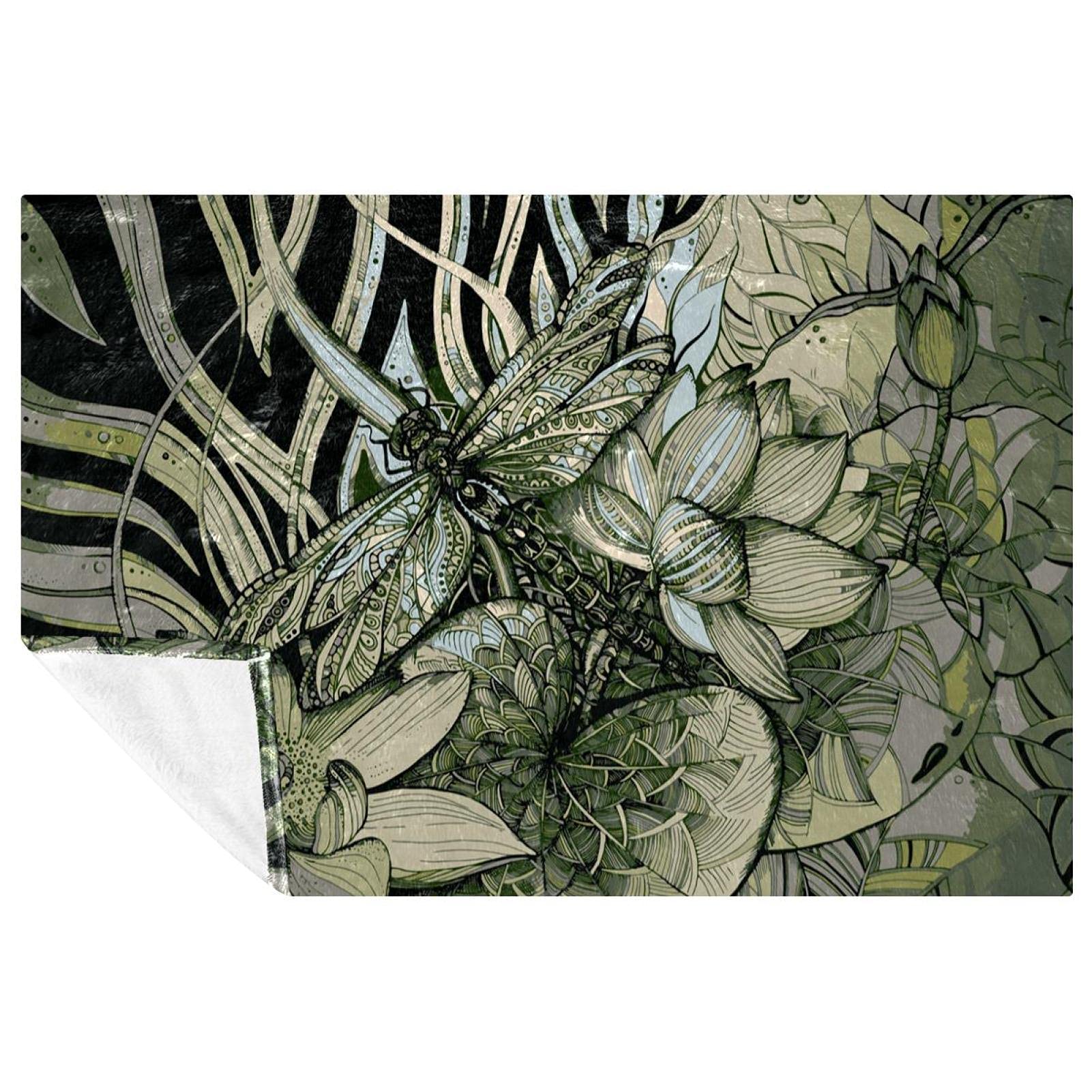 Couverture chaude motif lotus isolation thermique douce pour camping et lit