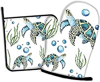 Vista 9 de Guantes de cocina abstractos florales para acuarela, guantes de cocina y soportes para ollas de cocina, juego de 2 piezas, almohadilla resistente al