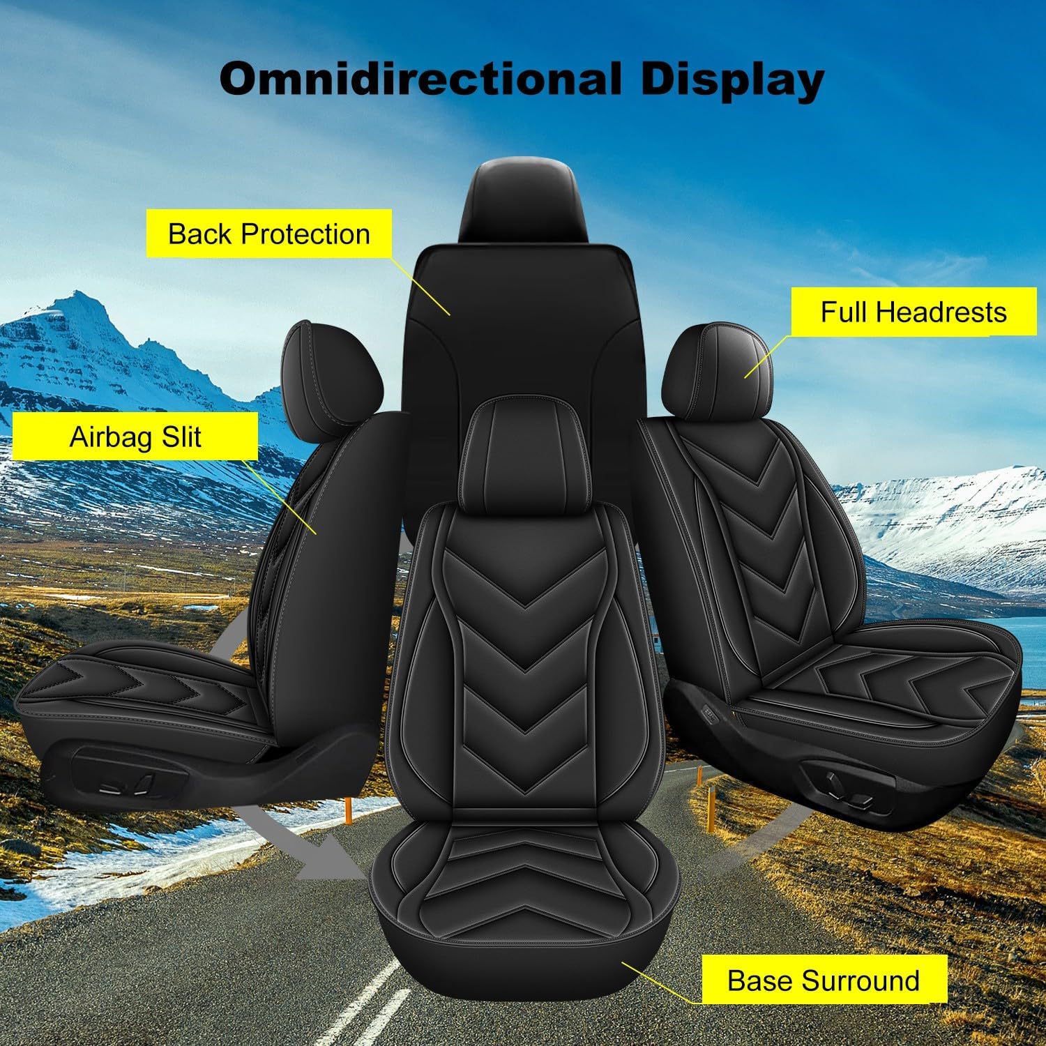 Front Seat Covers Fit for Ford Maverick 2022-2026 Faux Leather Car Seat Covers Waterproof Seat Cushion Protector Compatible with Airbag(2 Seats,Black)